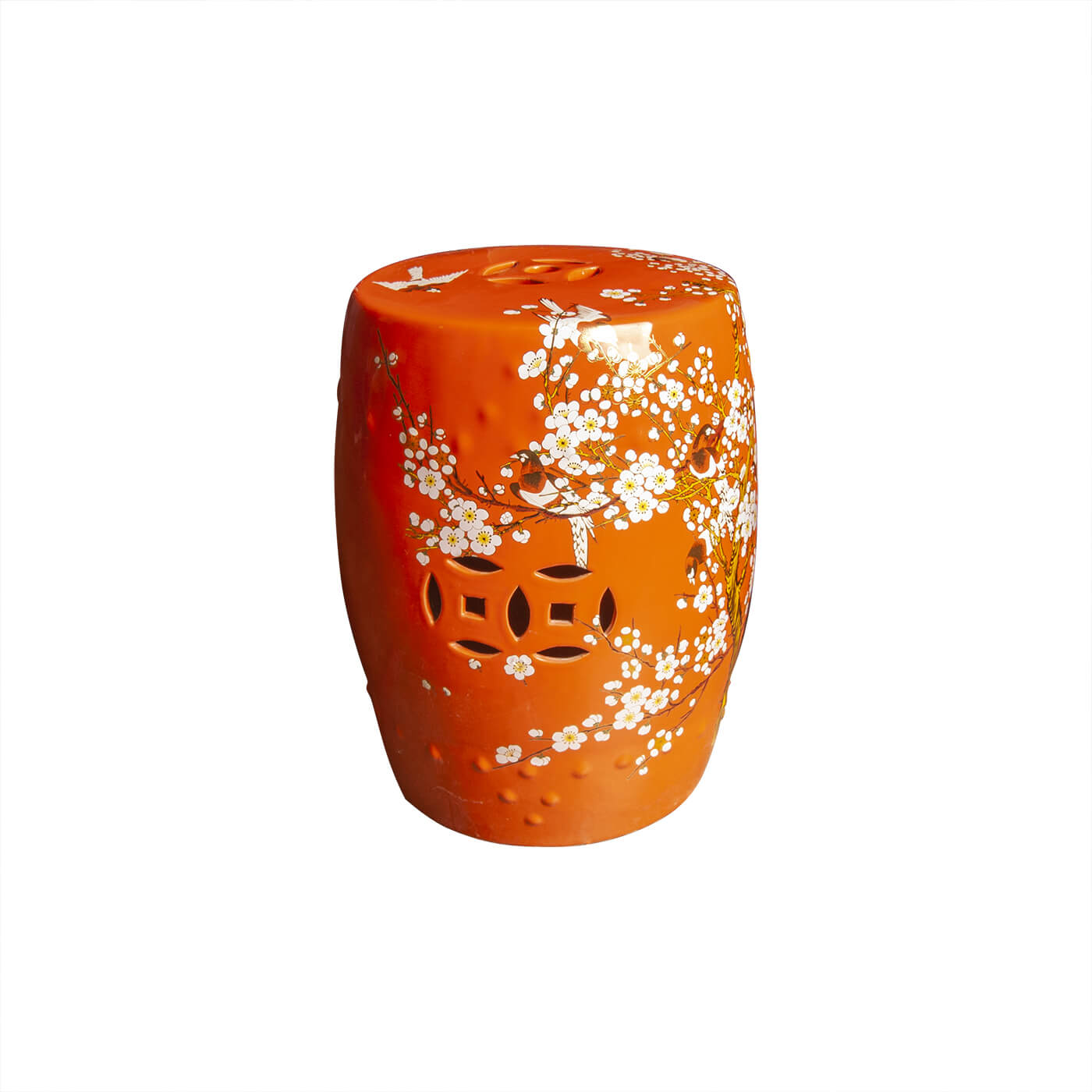 Cauti un taburet ceramic YATORO floral portocaliu pentru living sau dining, design modern?
