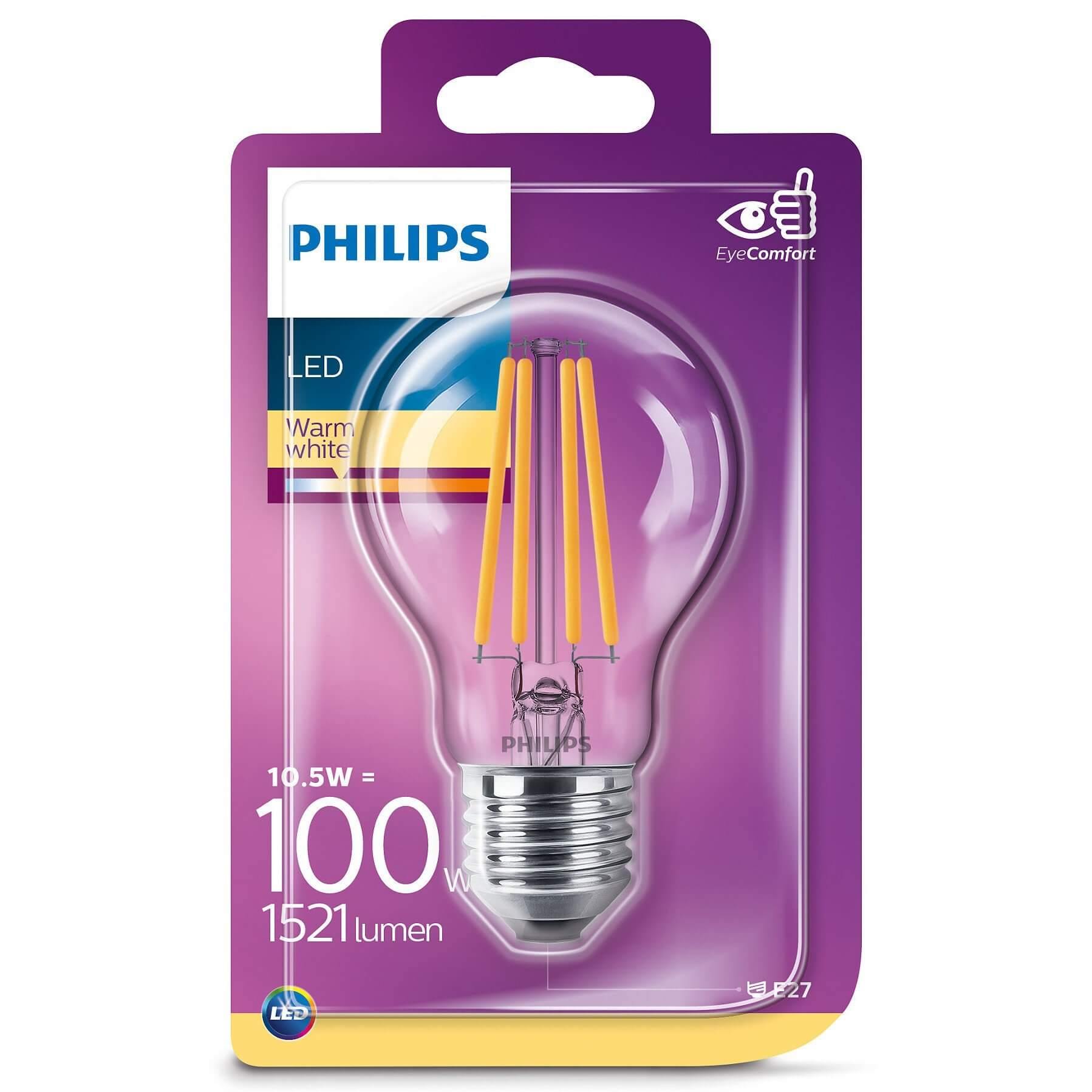 Domicilio Bec LED Philips A67 E27 11W 1521 lumeni, cu filament pentru corpuri de iluminat, lustre, veioze sau lampadare