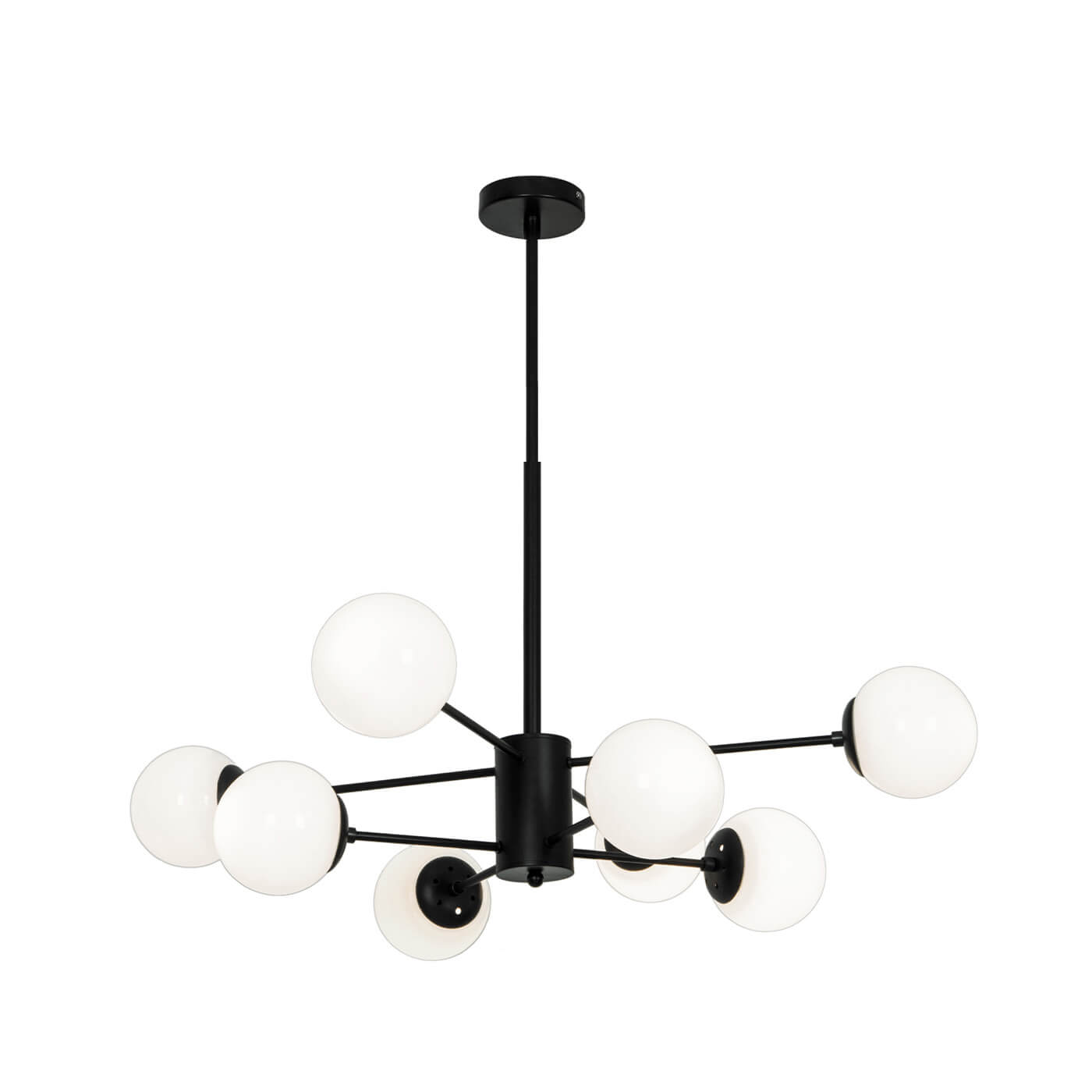 Cauti o lampa suspendata neagra ANOUK S8 cu globuri de sticla, design modern, minimalist, pentru living, dining sau dormitor din colectia de lustre si candelabre Domicilio?