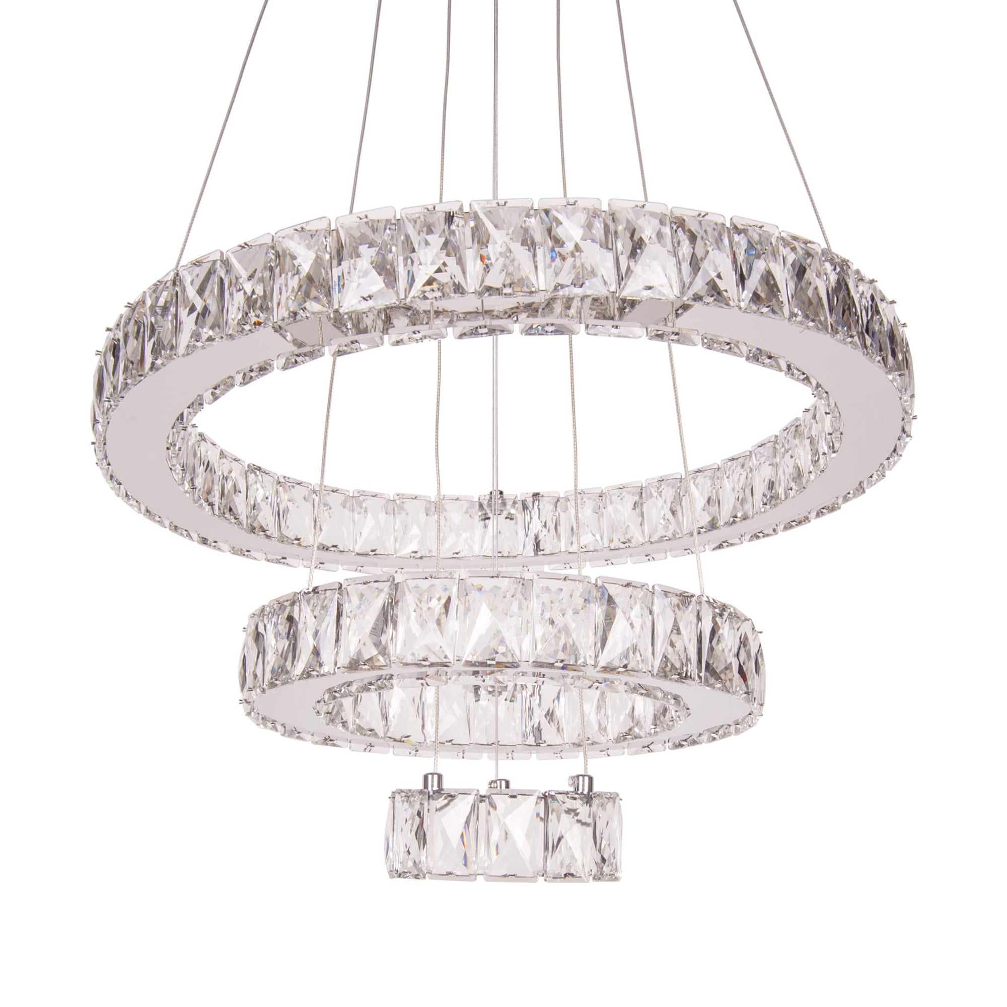 Lustra argintie cu LED SHAFIRA din sticla, design modern, elegant, pentru living sau dining
