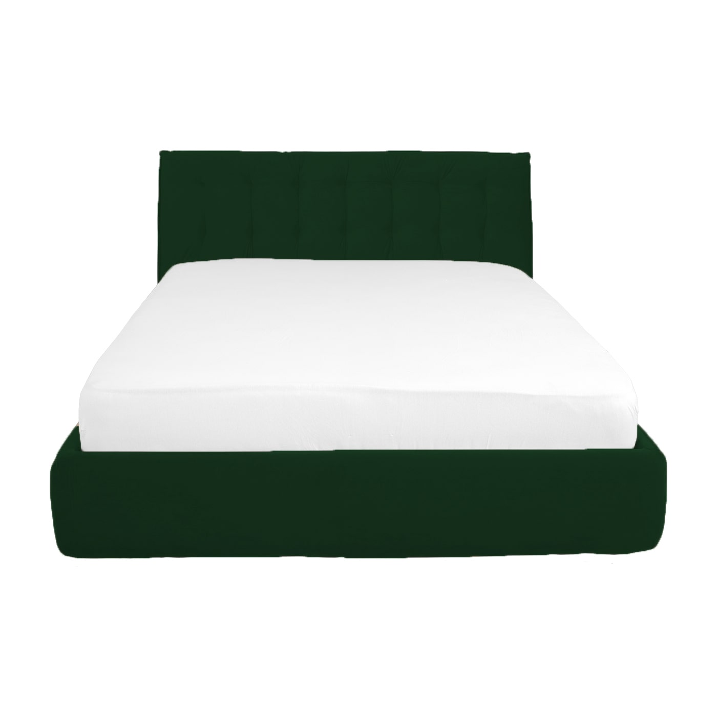 RIMINI, pat tapitat verde inchis cu somiera si lada de depozitare rabadabila pentru dormitor, 160x200