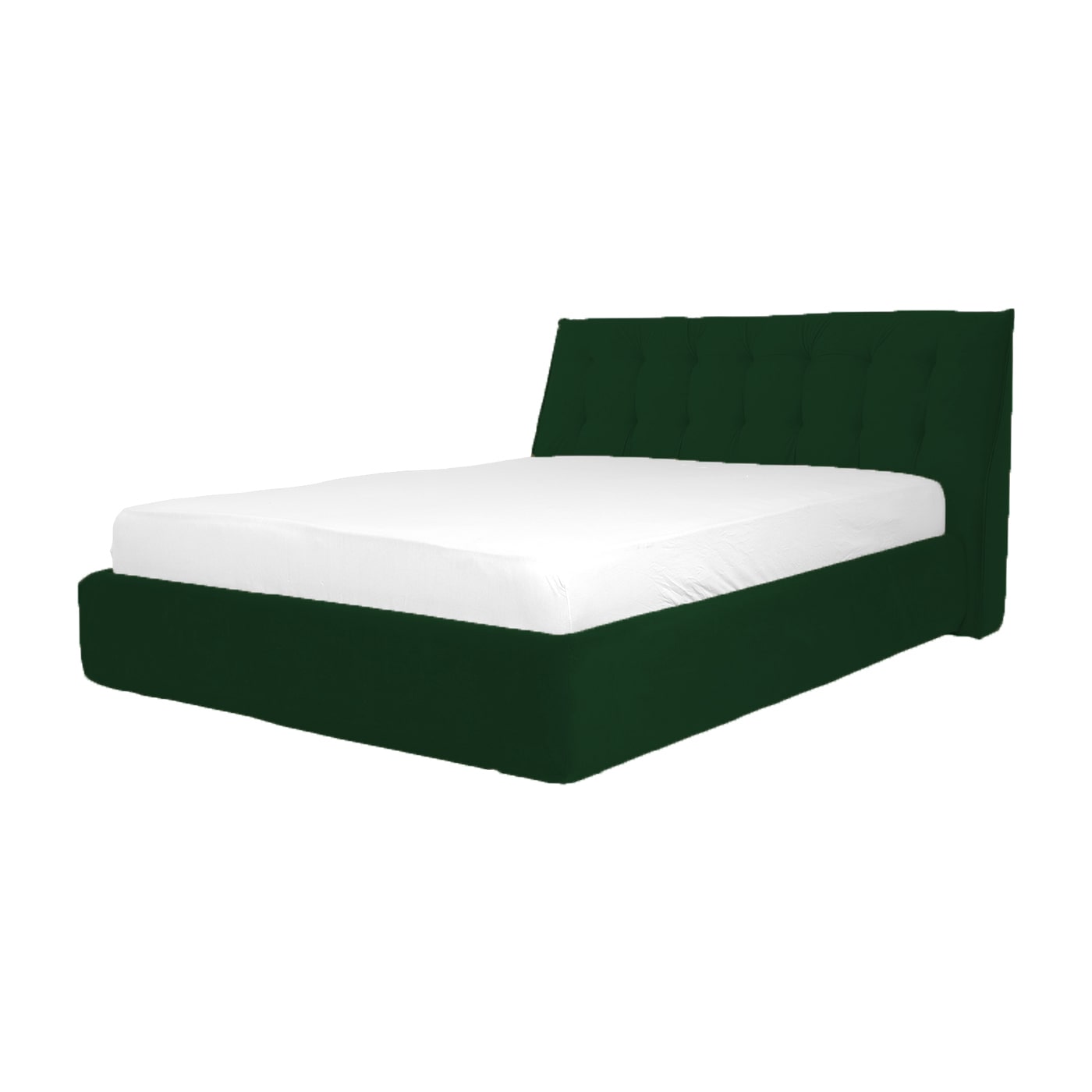 RIMINI, pat tapitat verde inchis cu somiera si lada de depozitare rabadabila pentru dormitor, 160x200