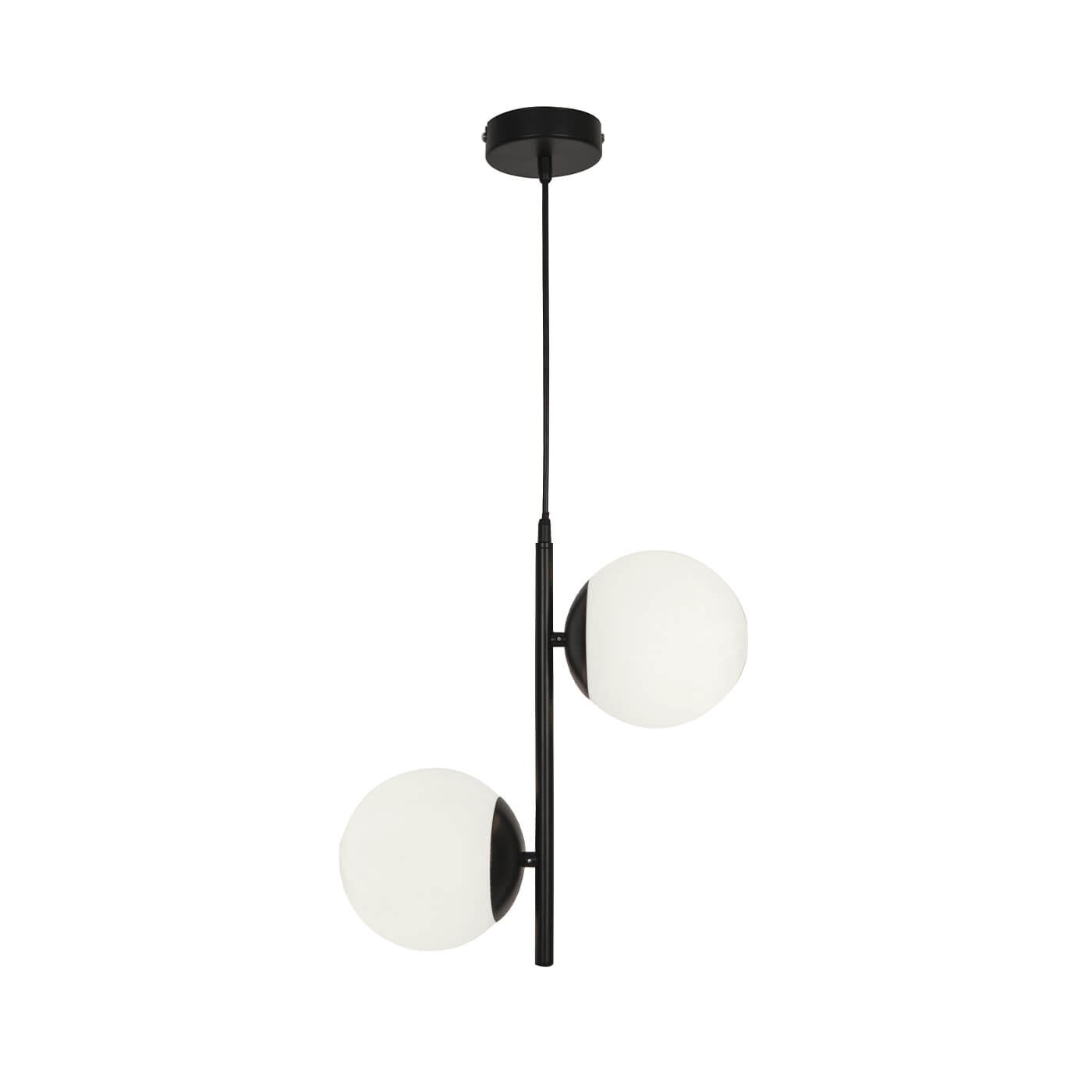Cauti un pendul negru ANOUK S2 cu globuri de sticla, design modern, minimalist, pentru living, dining sau dormitor din colectia de lustre si candelabre Domicilio?