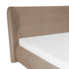 Domicilio Showroom Paturi cu somiera fixa - Pisa, tapitat crem, pat pentru dormitor cu somiera fixa
