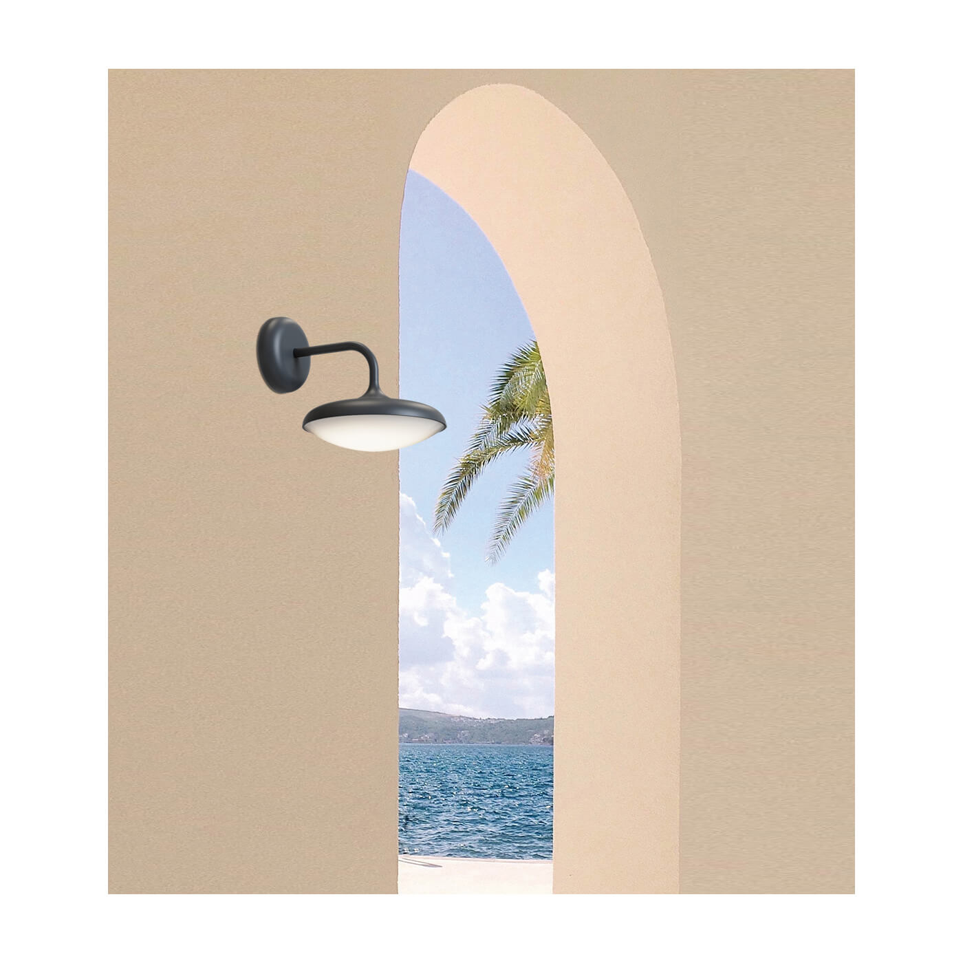 Aplica de exterior moderna MERLINE neagra cu iluminare LED de 13W, pentru o atmosfera exterioara eleganta si bine iluminata.