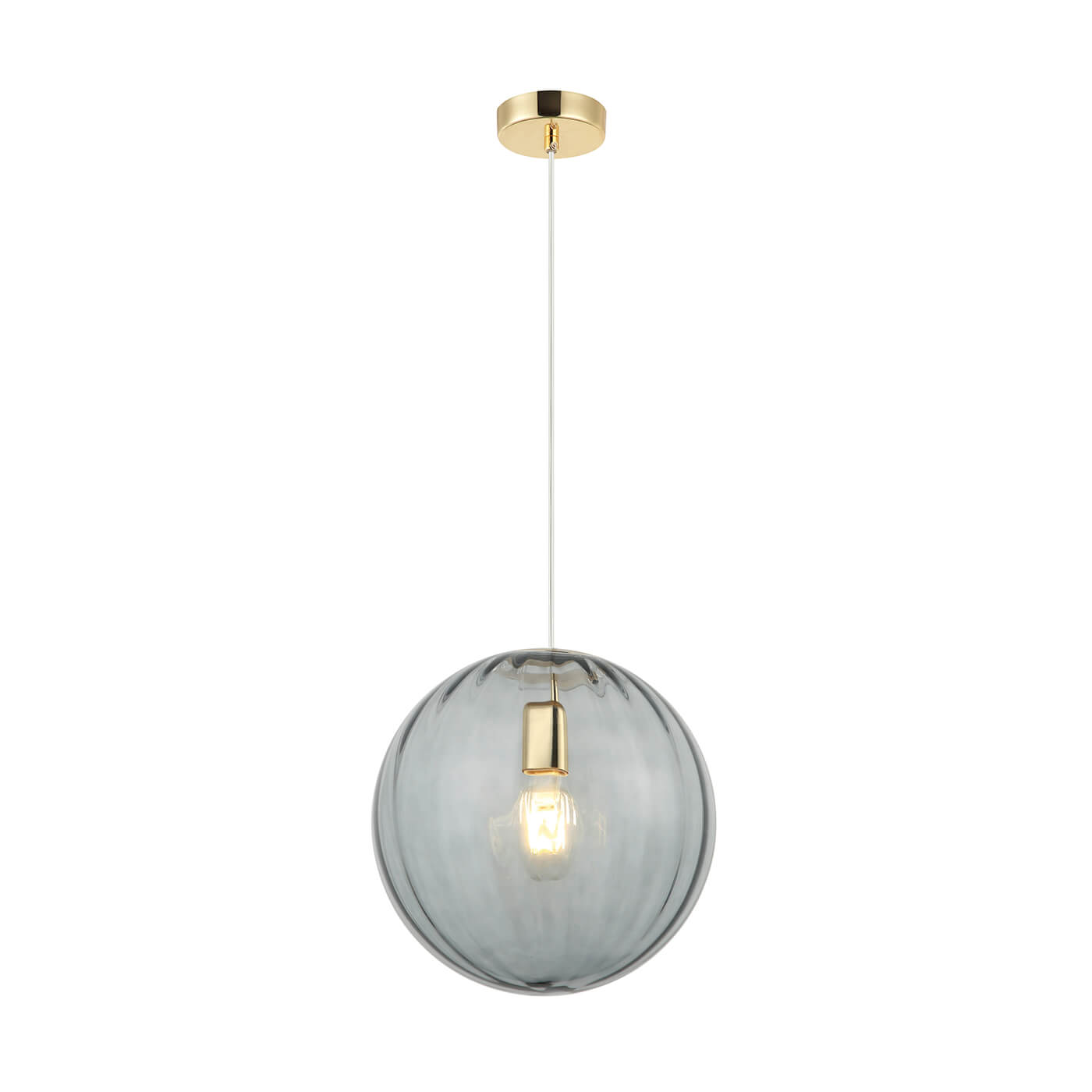 Pendul glam DIANA fumuriu din sticla cu suport E27, un element distinctiv de iluminat in decorul tau.