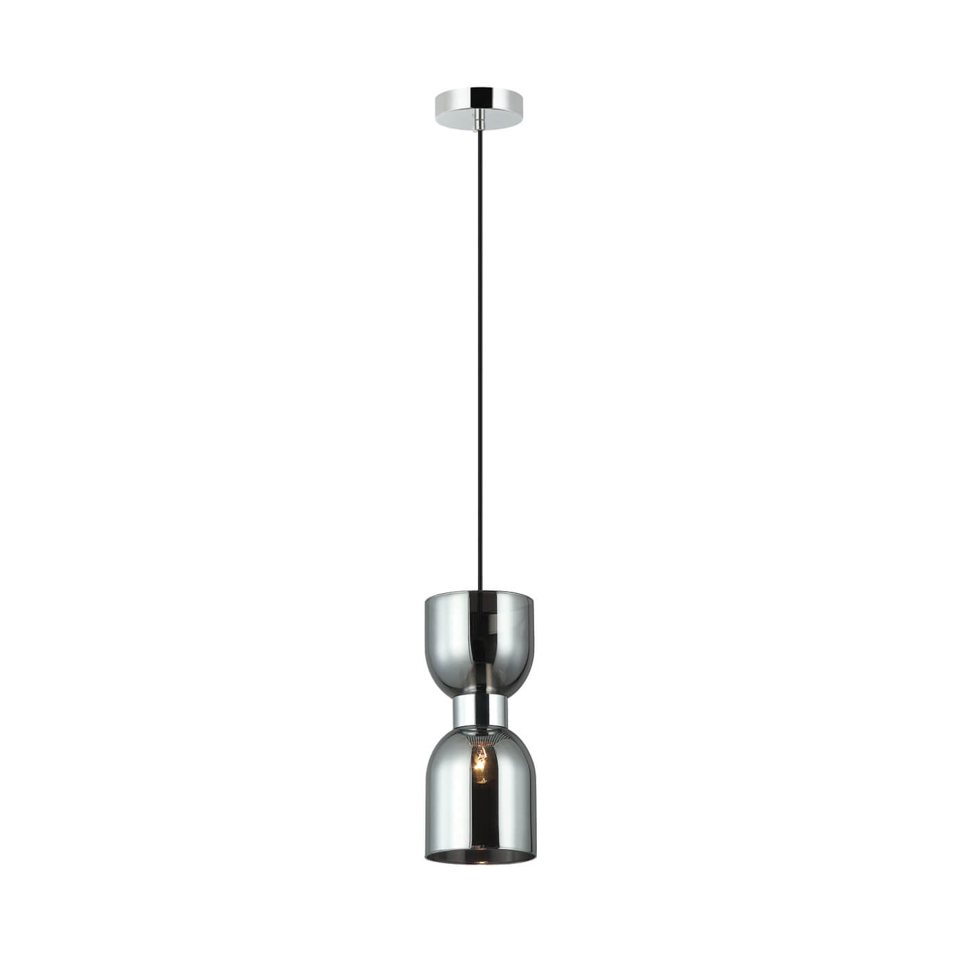Pendul chic MEMORY in nuanta fumurie, cu abajur din sticla si o sursa de lumina de 40W E27, pentru un aspect elegant si sofisticat.