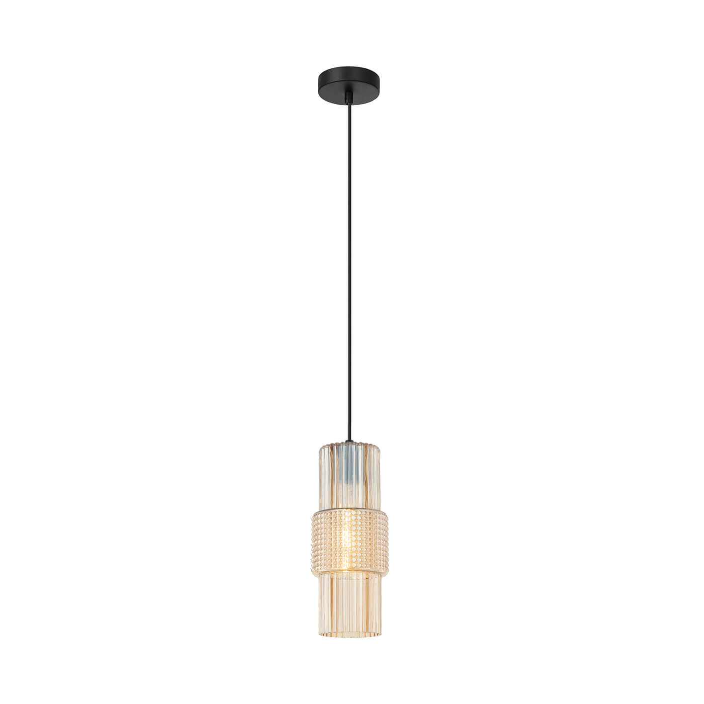 Pendul chic LILIAN bronz din sticla cu suport E27, un element distinctiv in decor.