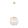 Pendul glam DIANA roz din sticla cu suport E27, un element distinctiv de iluminat in decorul tau.