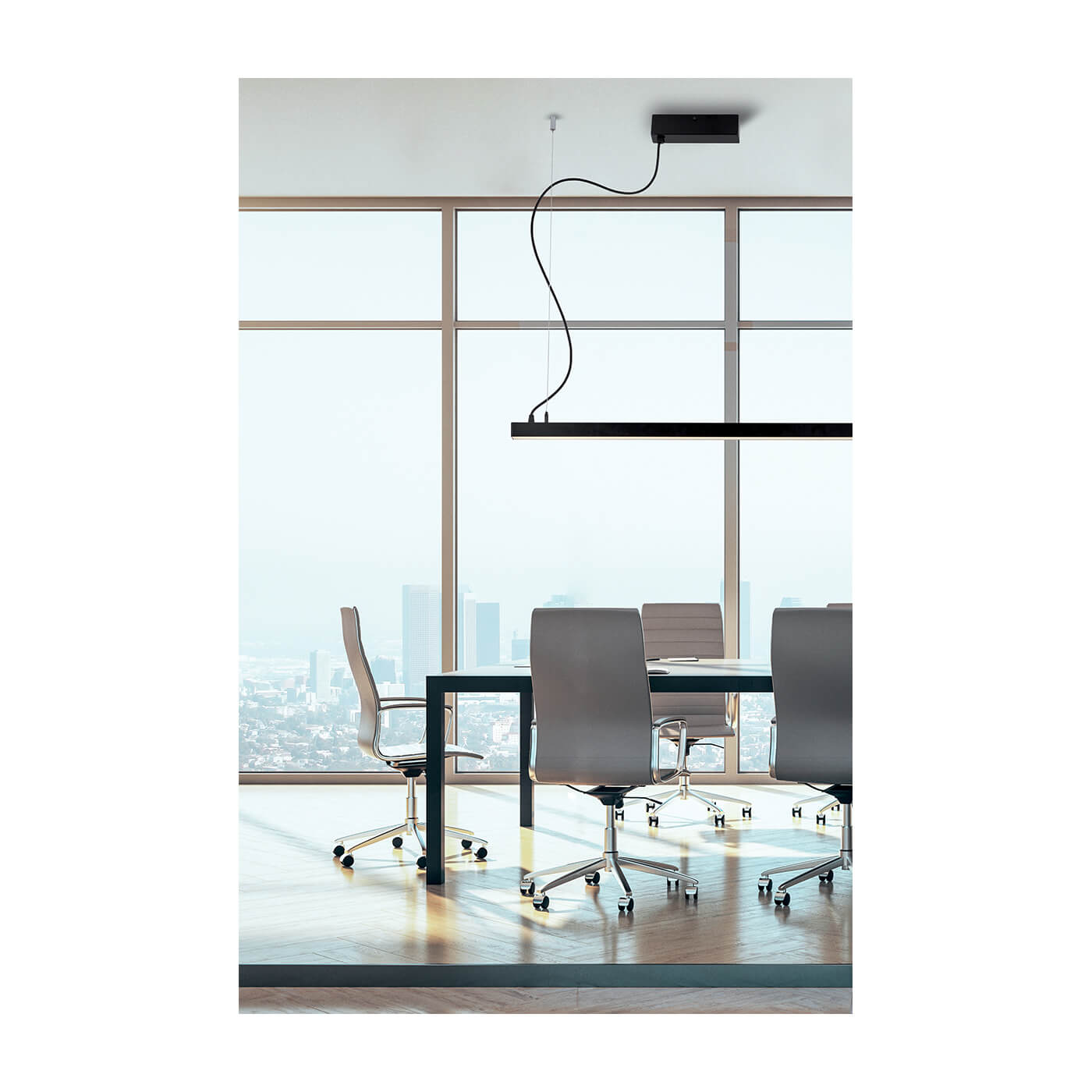 Simplitate si Lumina: Lampa Suspendata Minimalista LYNNE Neagra cu LED 48W