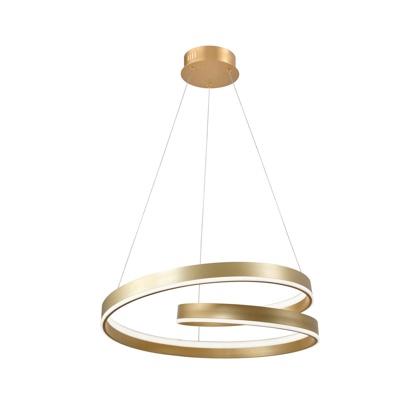 O lampă suspendată modernă CAPRI aurie cu LED 59W, oferind lumină strălucitoare și stil în decorul tău de acasă.