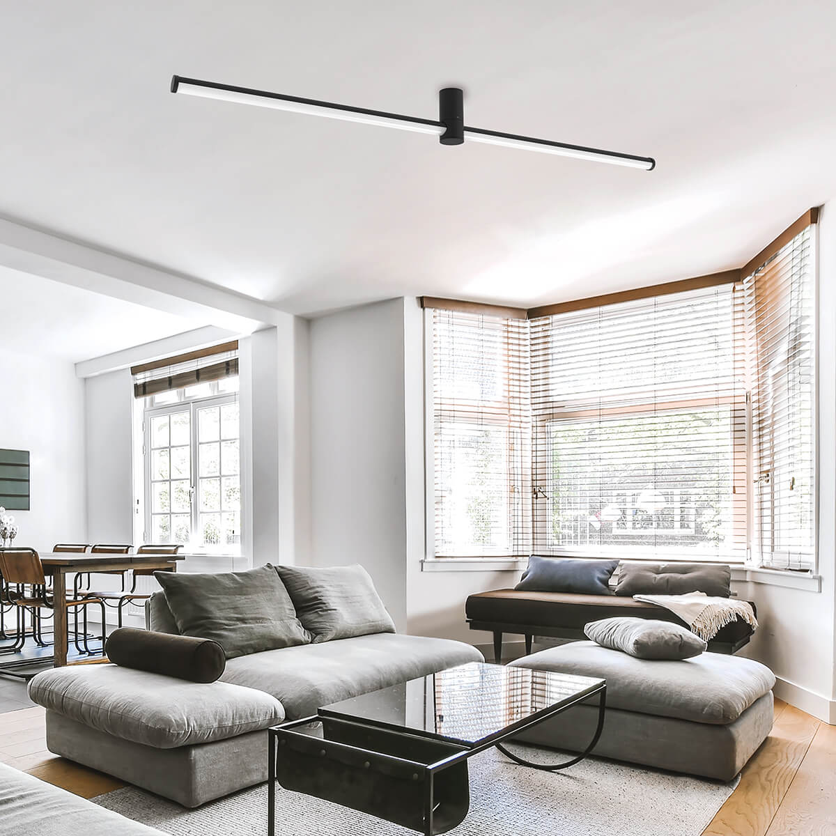 Iluminat Minimalist de Calitate: Plafoniera LONGO Neagra cu LED 24W