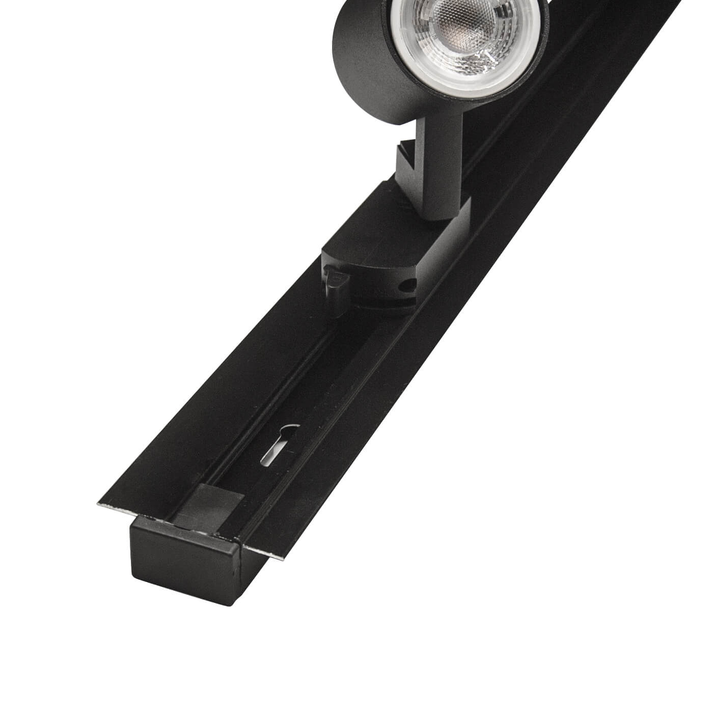 Sina incorporata metalica pentru spoturi LINA C1, in eleganta sa nuanta neagra si cu o lungime generoasa de 1 metru, este raspunsul perfect pentru cei care cauta un design avangardist si posibilitati de iluminare personalizata in spatiul lor.