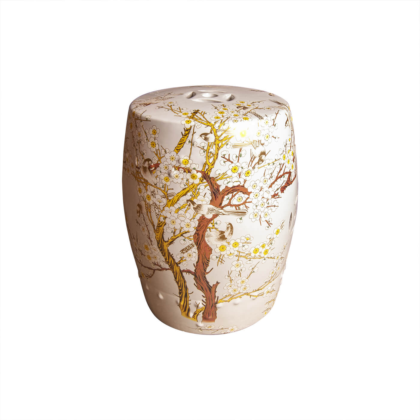 Cauti un taburet ceramic YATORO floral alb pentru living sau dining, design modern?