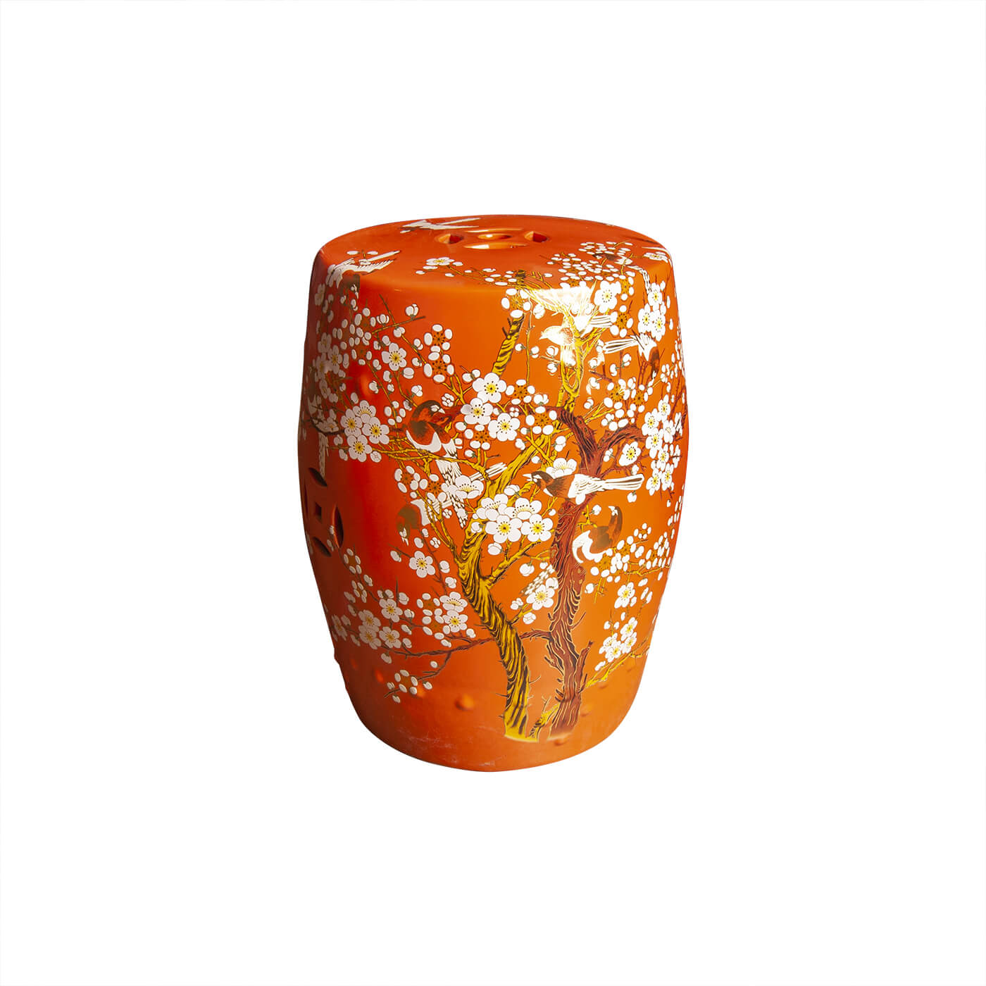 Cauti un taburet ceramic YATORO floral portocaliu pentru living sau dining, design modern?