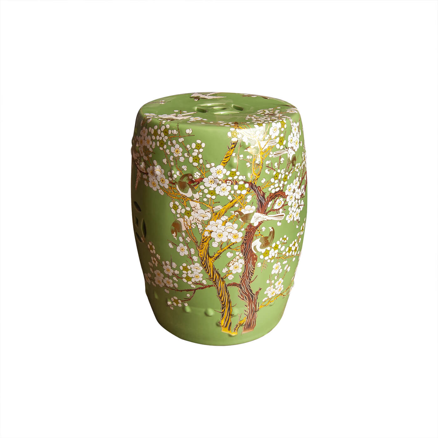 Cauti un taburet ceramic YATORO floral verde pentru living sau dining, design modern?