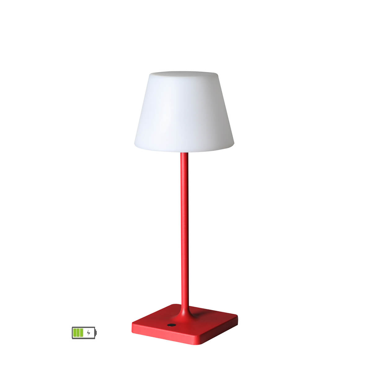 Veioza moderna HAPPY rosie cu abajur alb cu LED 2W