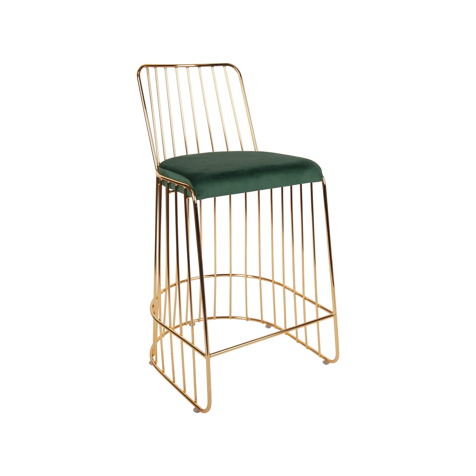 Scaun de bar SHARP auriu, sezut catifea, picioare metal