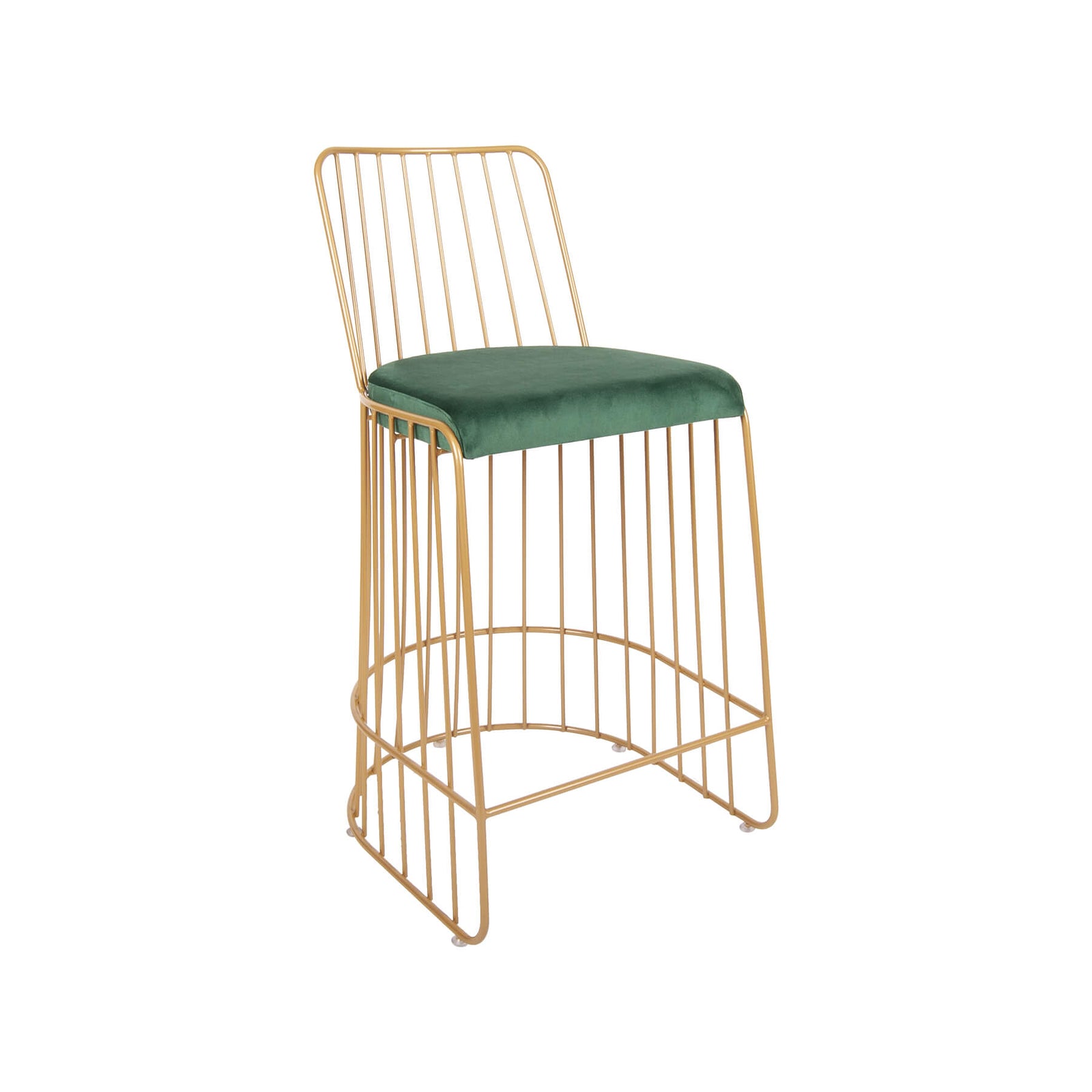 Scaun de bar SHARP auriu mat, sezut catifea, picioare metal