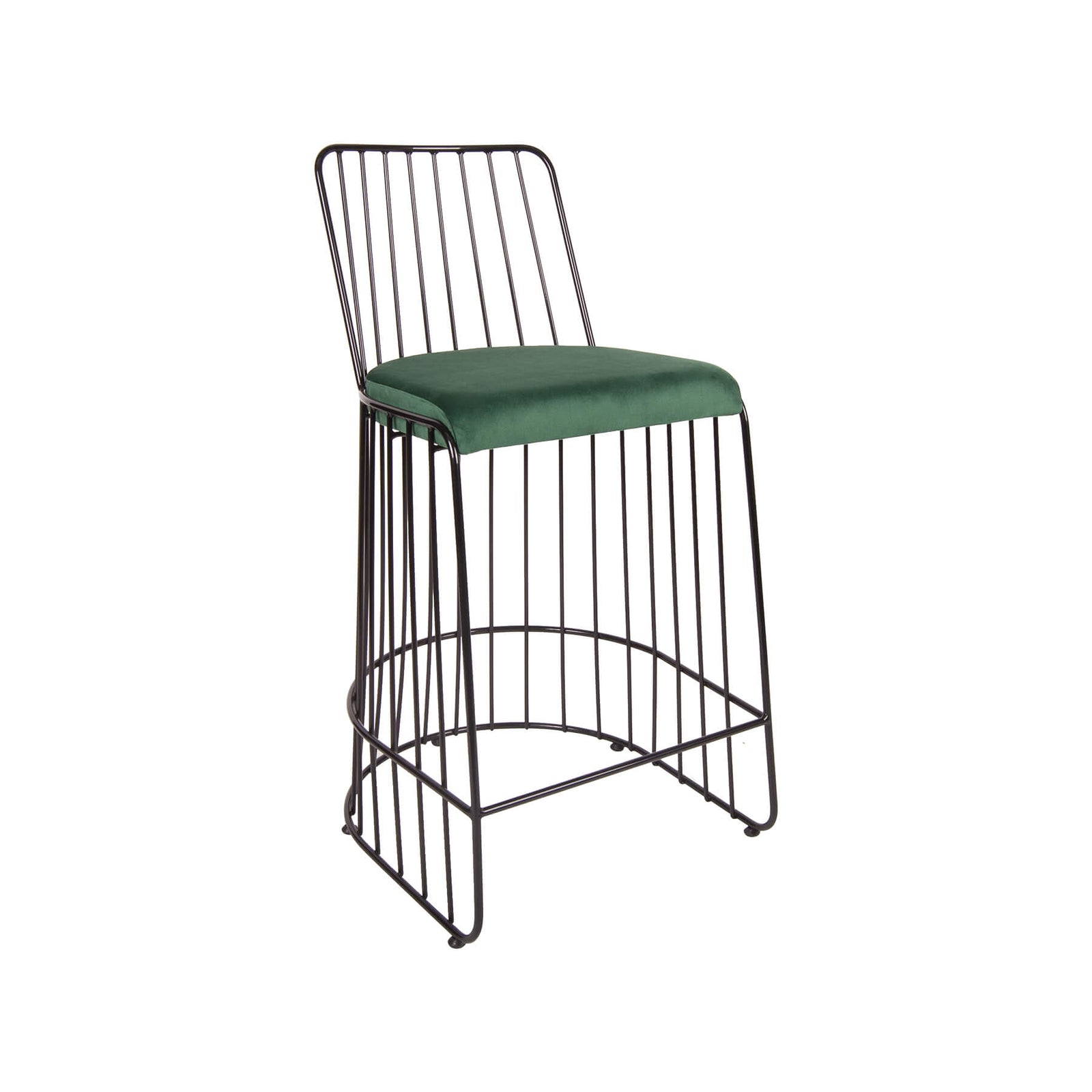 Scaun de bar SHARP negru, sezut catifea, picioare metal, pearl