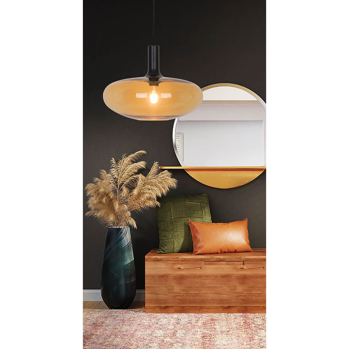 pendul cu abajur de sticla elegant