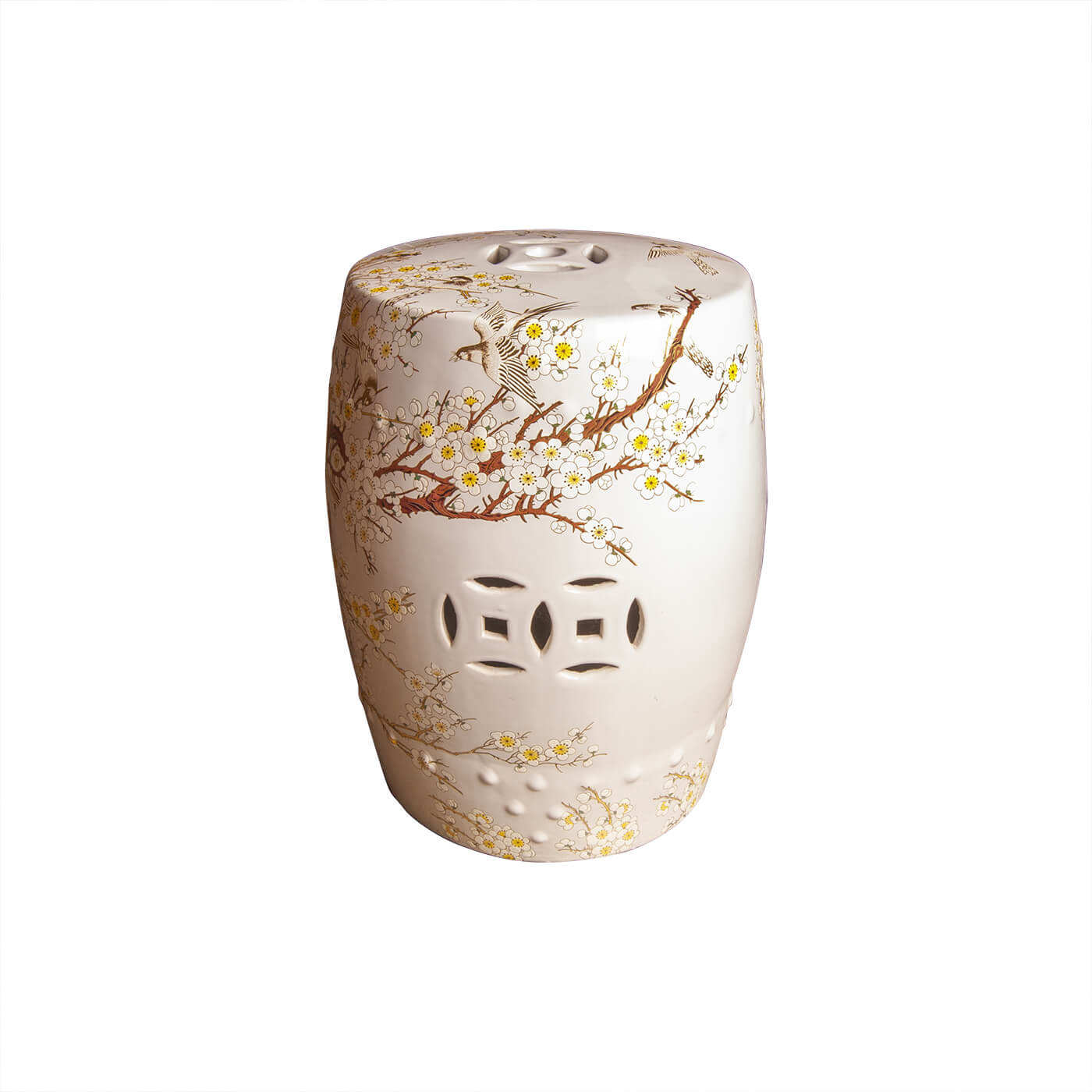 Cauti un taburet ceramic YATORO floral alb pentru living sau dining, design modern?