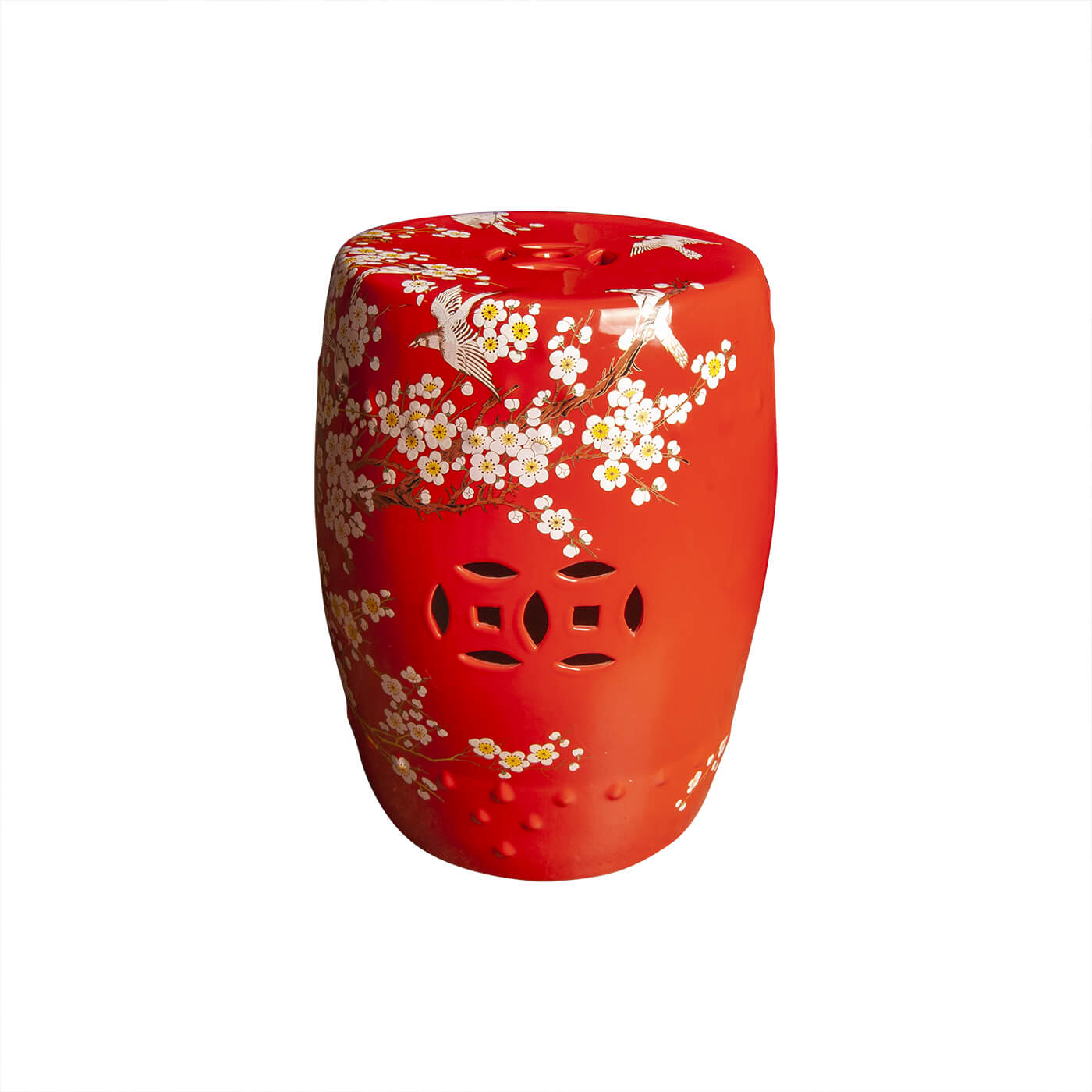 Cauti un taburet ceramic YATORO floral rosu pentru living sau dining, design modern?