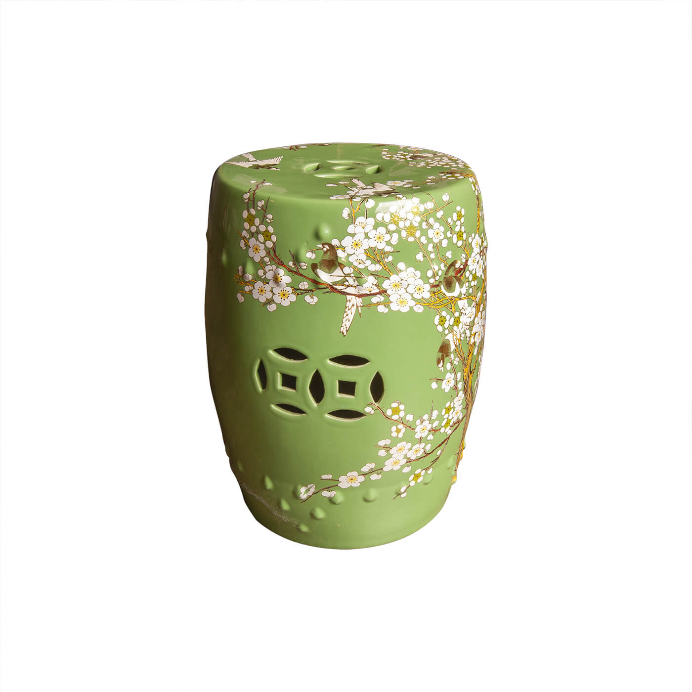 Cauti un taburet ceramic YATORO floral verde pentru living sau dining, design modern?