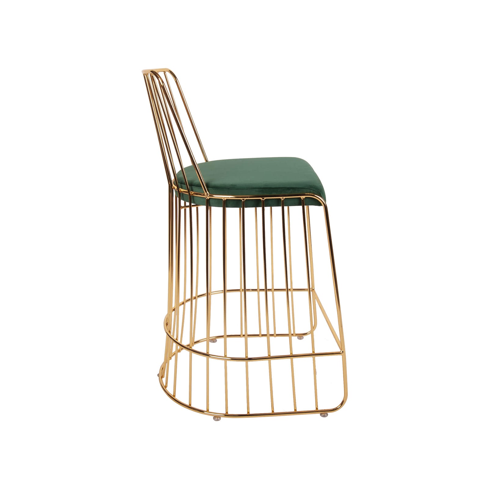 Scaun de bar SHARP auriu, sezut catifea, picioare metal