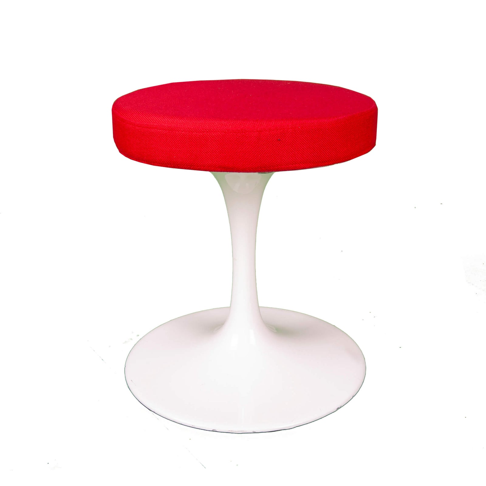 Taburet modern REDDY alb cu sezut textil rosu