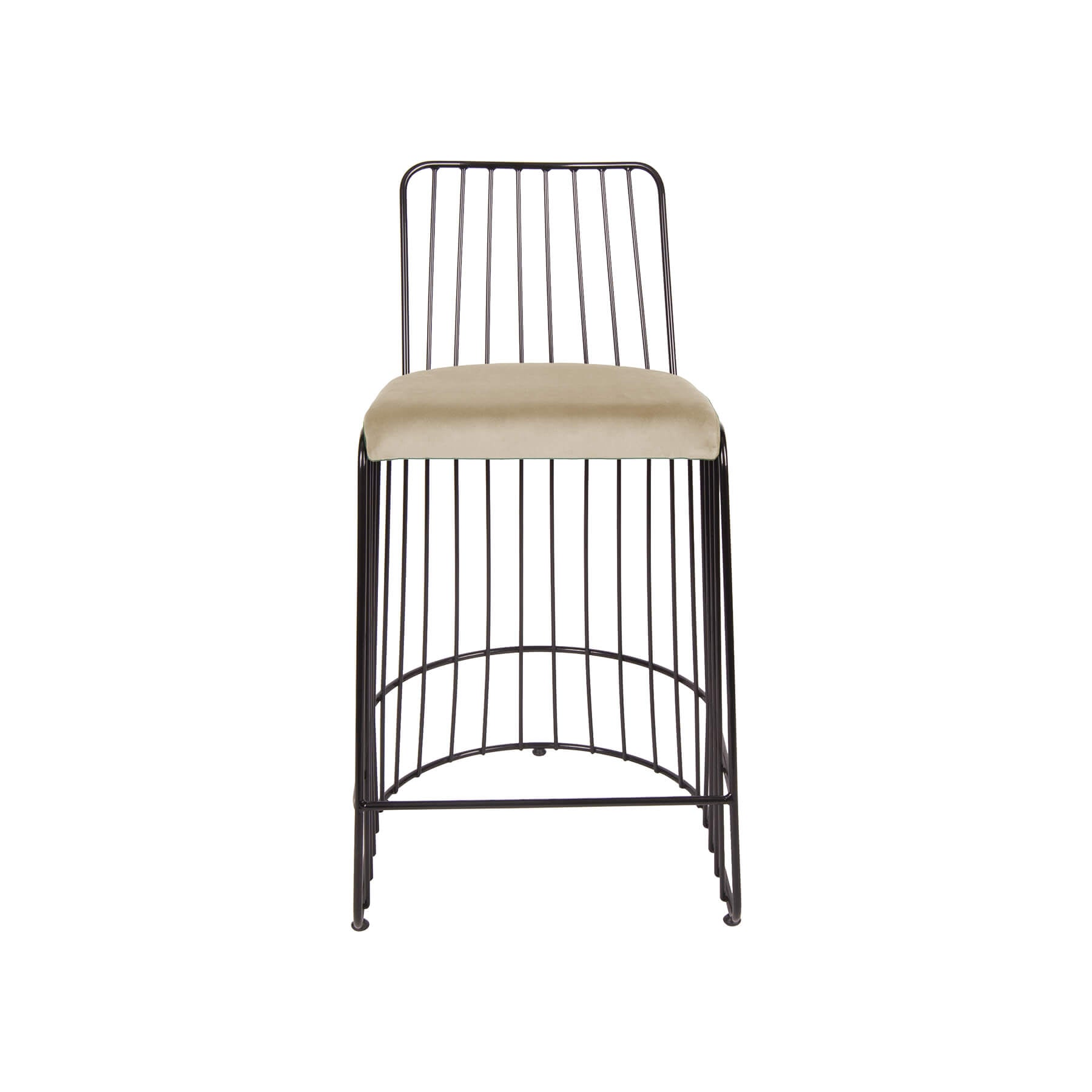 Scaun de bar SHARP negru, sezut catifea, picioare metal, sand