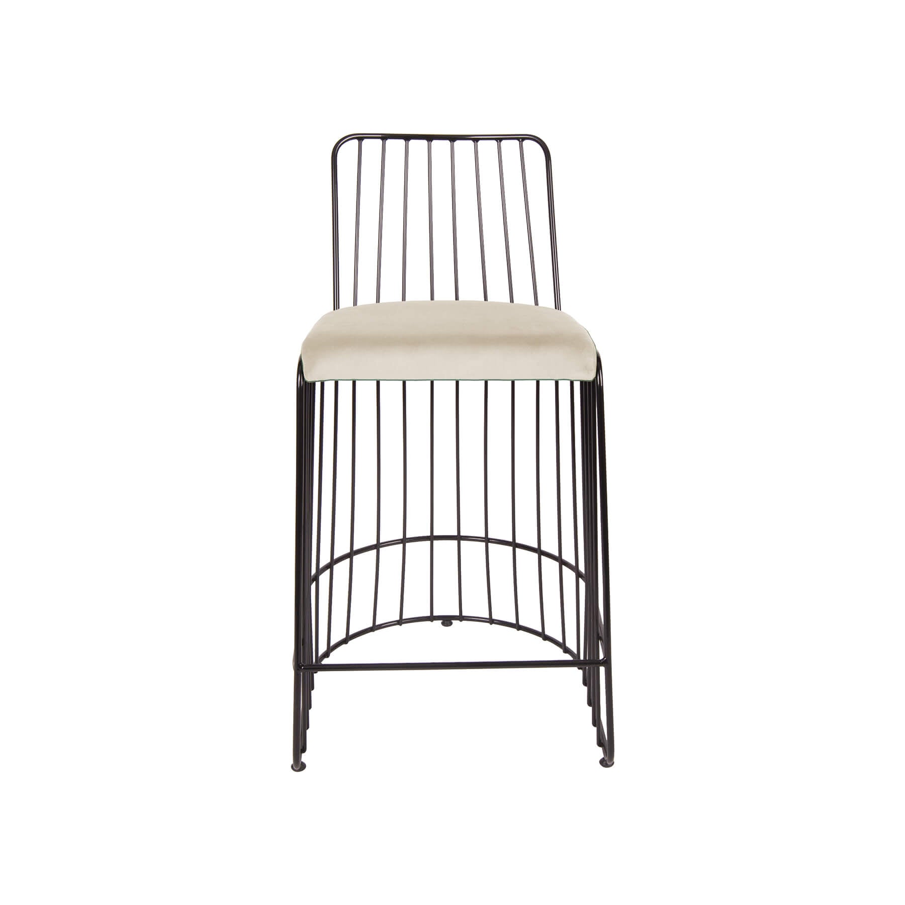 Scaun de bar SHARP negru, sezut catifea, picioare metal, pearl