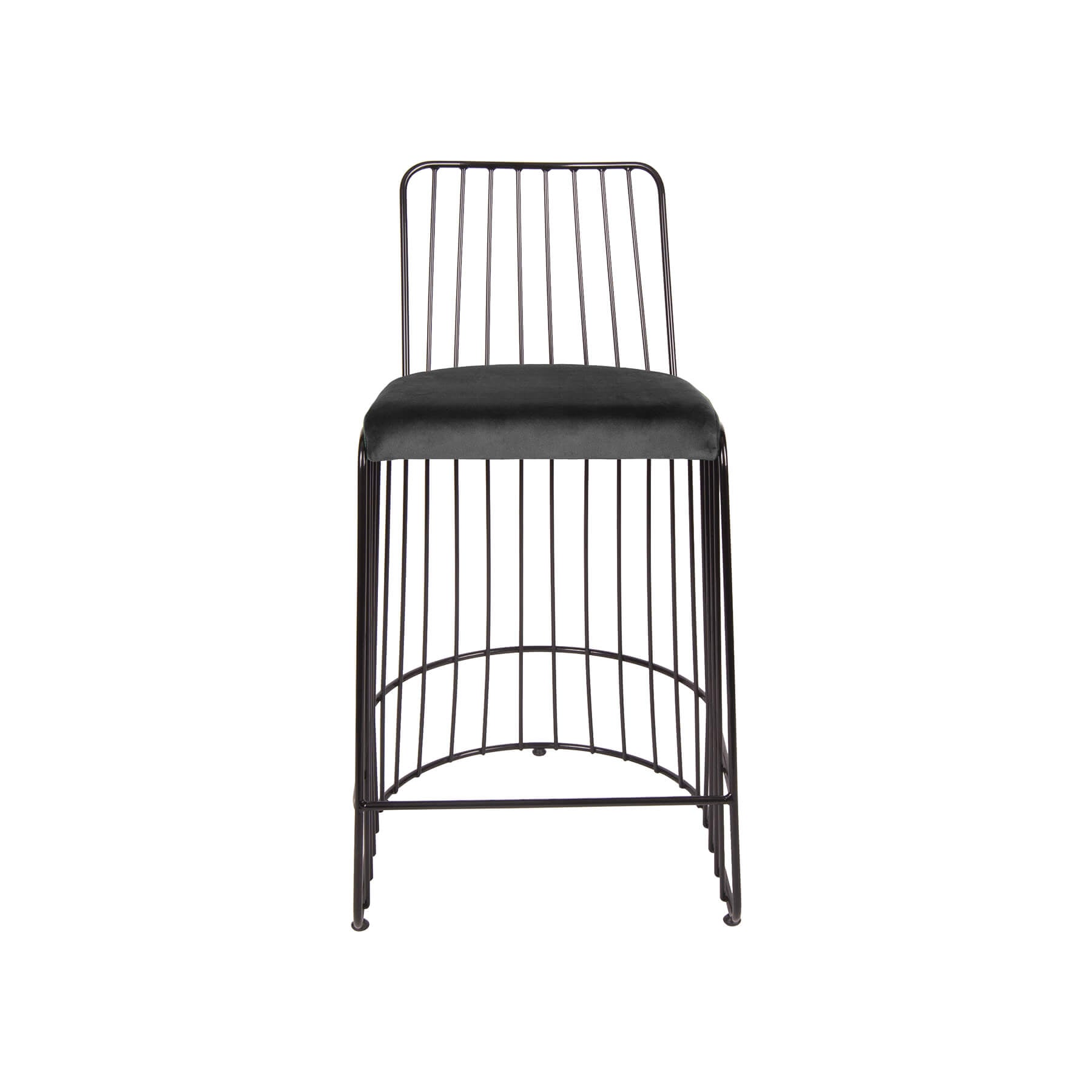 Scaun de bar SHARP negru, sezut catifea, picioare metal, negru