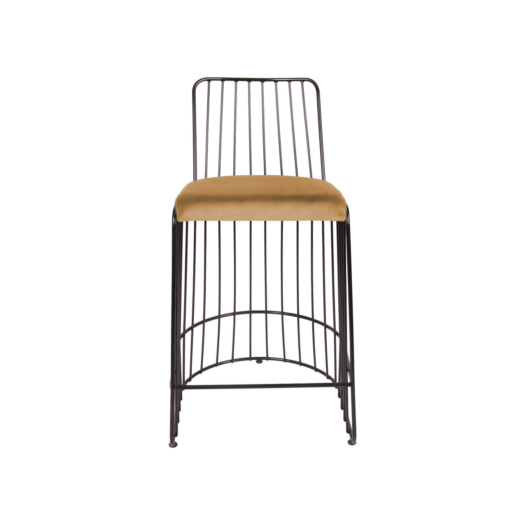 Scaun de bar SHARP negru, sezut catifea, picioare metal, terra