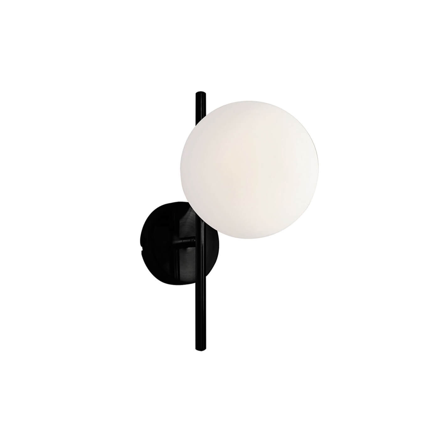 Cauti o aplica neagra FLORIS W1 cu glob alb din sticla - pentru living sau dormitor, design modern, elegant? Din colectia de lustre si corpuri de iluminat Domicilio