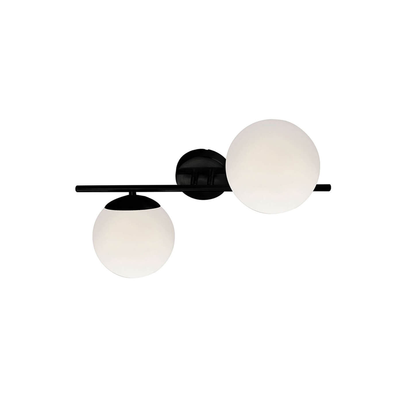 Cauti o aplica neagra FLORIS W2 cu globuri albe din sticla - pentru living sau dormitor, design modern, elegant? Din colectia de lustre si corpuri de iluminat Domicilio