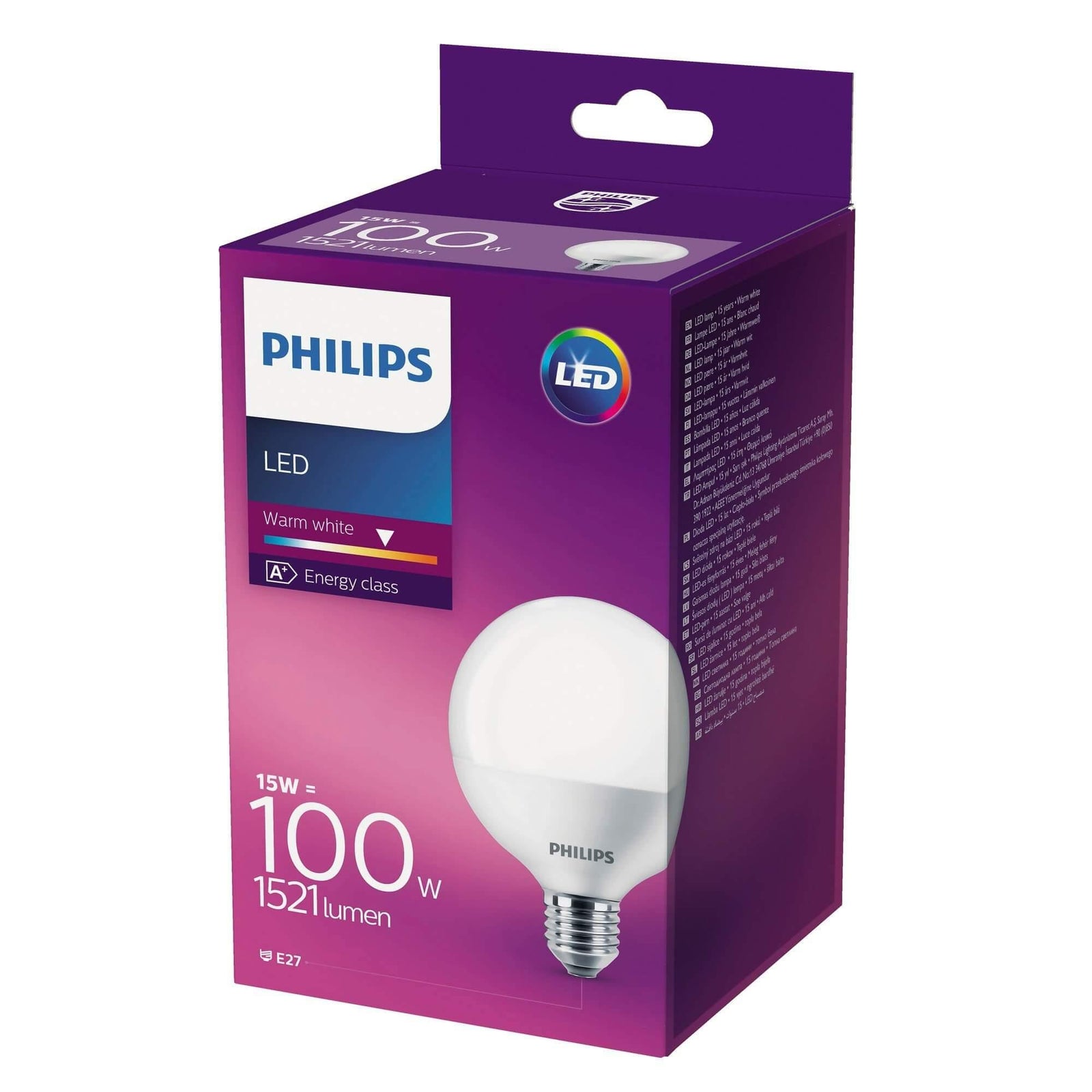 Domicilio Bec LED Philips G93 E27 15W 1521 lumeni, cu glob mat