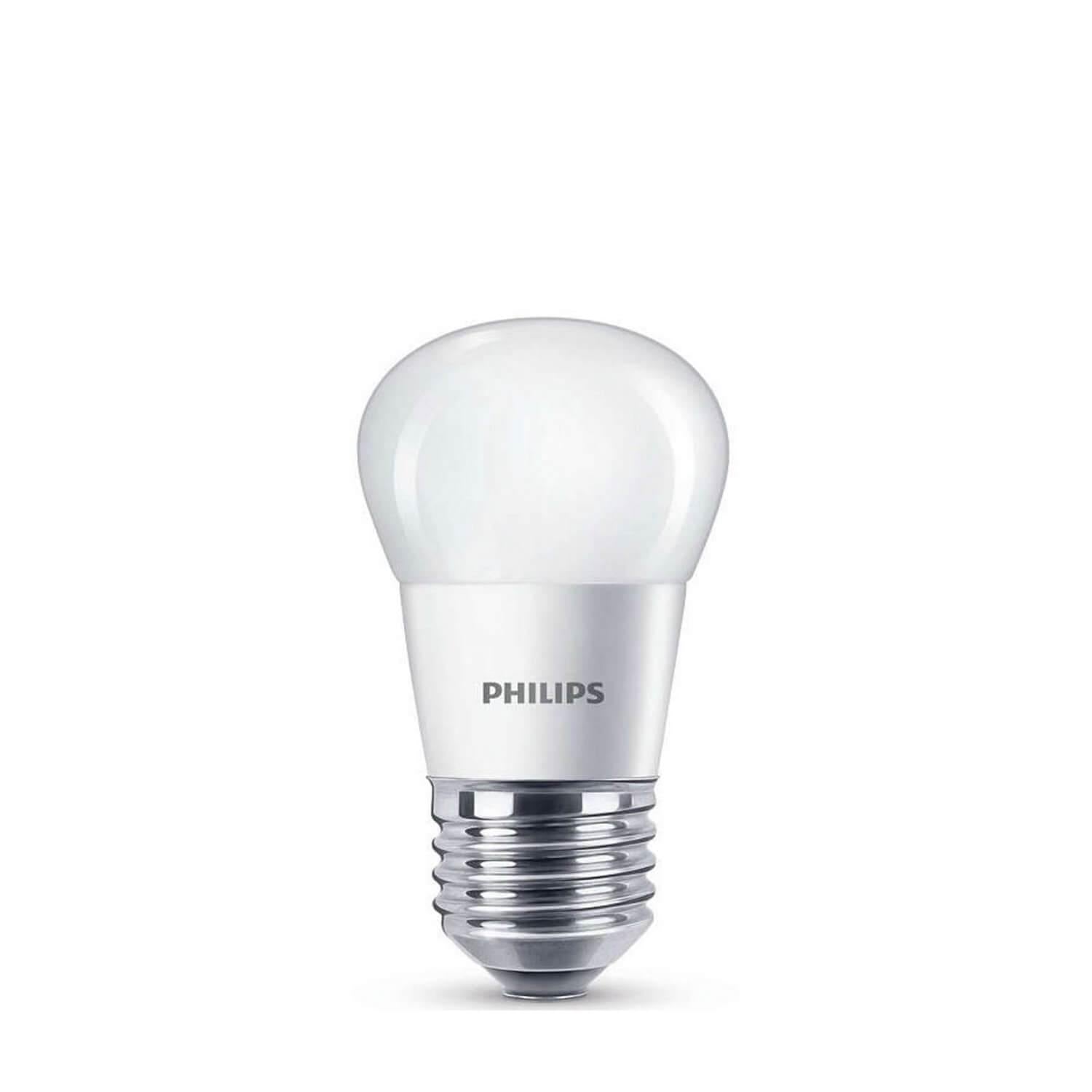 Bec LED Philips P45 E27 5.5W 470 lumeni, cu glob mat Domicilio pentru veioze, lampi suspendate, corpuri de iluminat, lampadare sau lustre