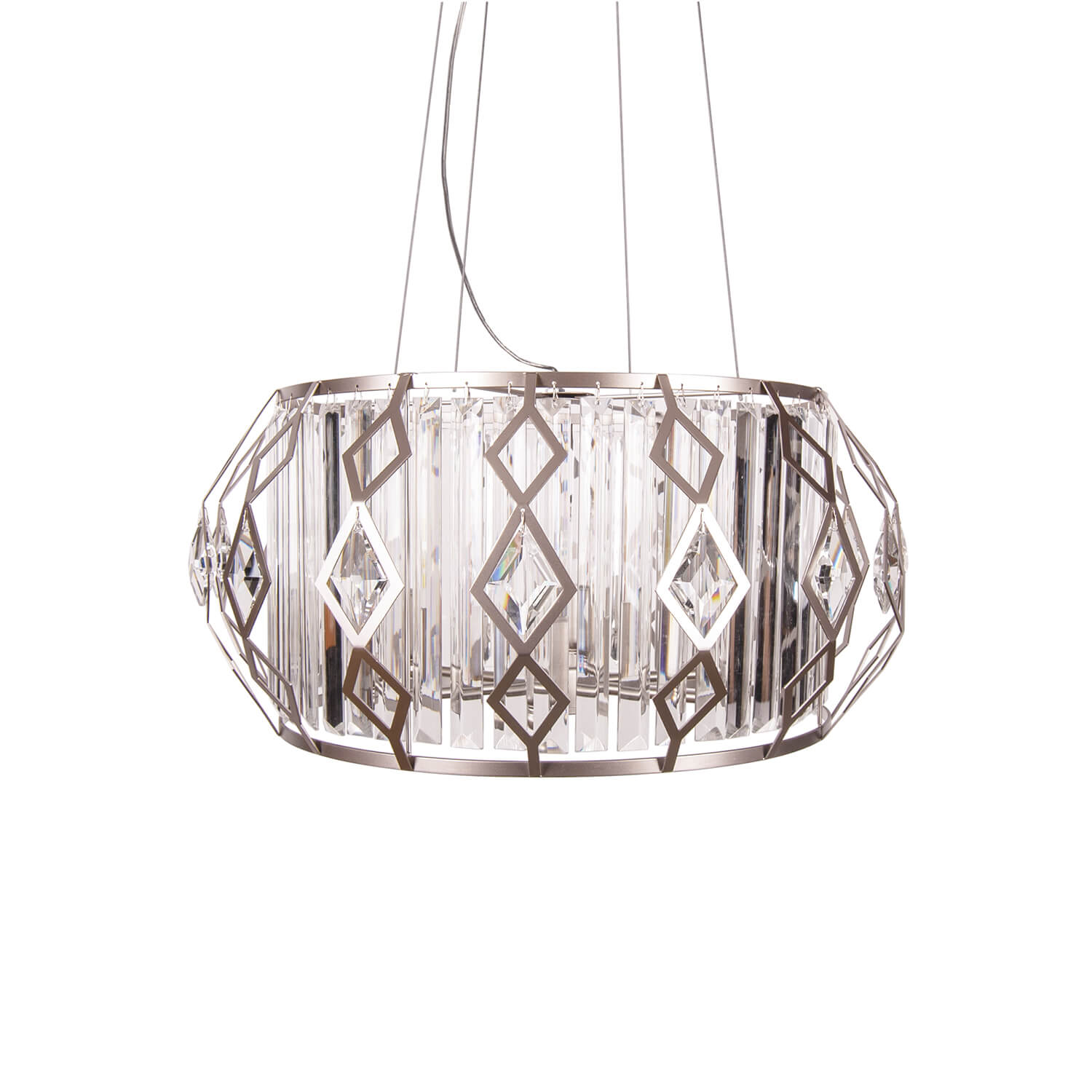 Candelabru argintiu de metal si sticla ASIFA S6 design clasic, glam pentru dining sau living