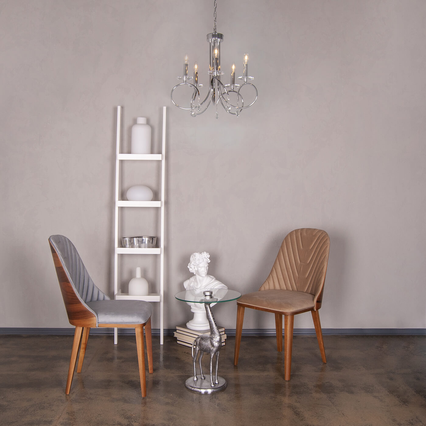 Lustra chic argintie LUCINDA S5 din metal 5xE14