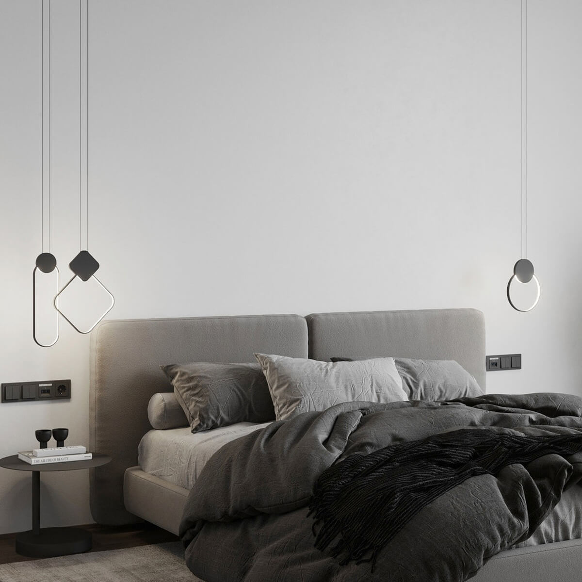 Pendul negru JENNIX SS1 - Design minimalist, 2021, pentru dormitor