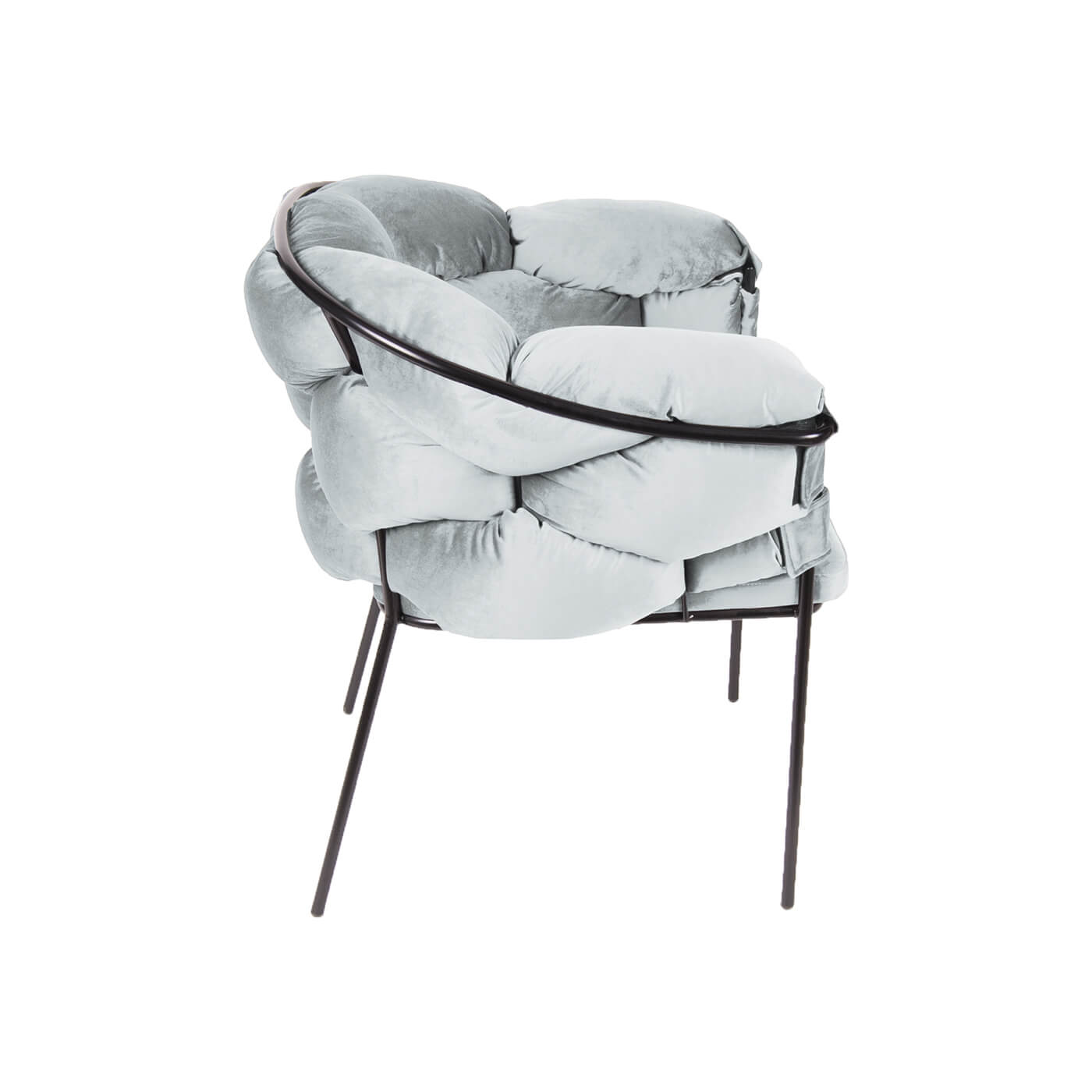 Fotoliu gri metal JEWEL cu picioare negre, comod, design elegant.