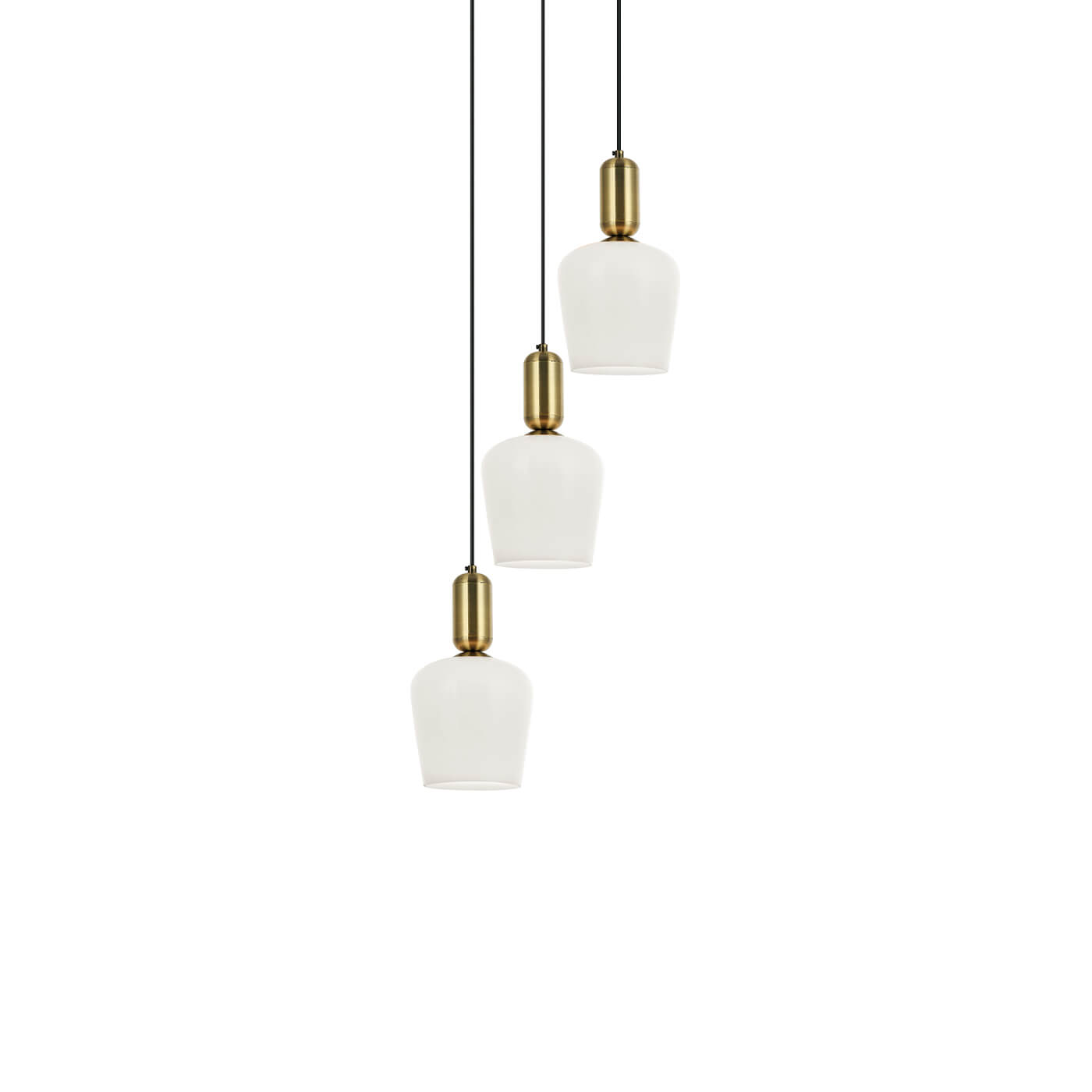 Cauti o lampa suspendata BARON S3 cu abajururi albe din sticla, design modern, elegant, pentru living, dining sau dormitor din colectia de lustre si candelabre Domicilio?