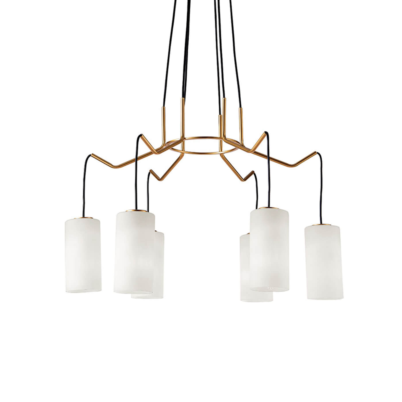 Cauti o lampa suspendata ELENOR S6 cu abajururi de sticla pentru living, design modern, pentru living, dining sau dormitor din colectia de lustre si candelabre Domicilio?