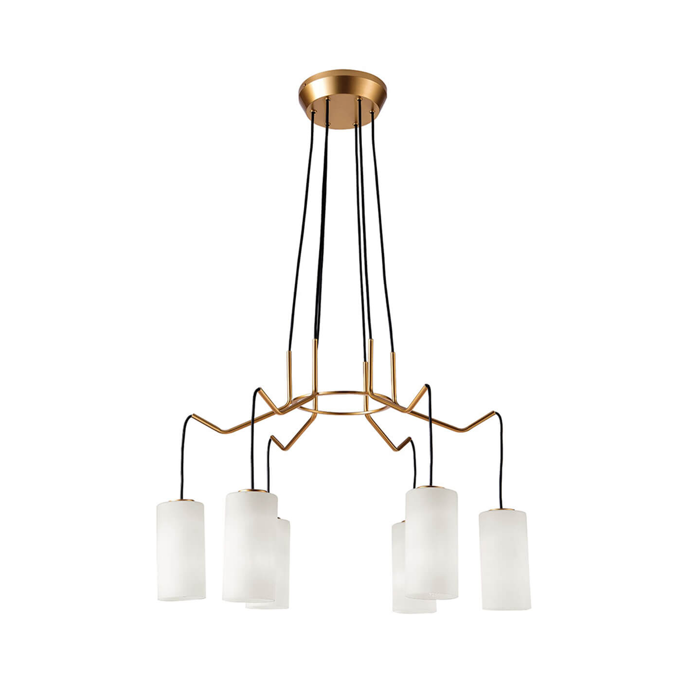 Cauti o lampa suspendata ELENOR S6 cu abajururi de sticla pentru living, design modern, pentru living, dining sau dormitor din colectia de lustre si candelabre Domicilio?