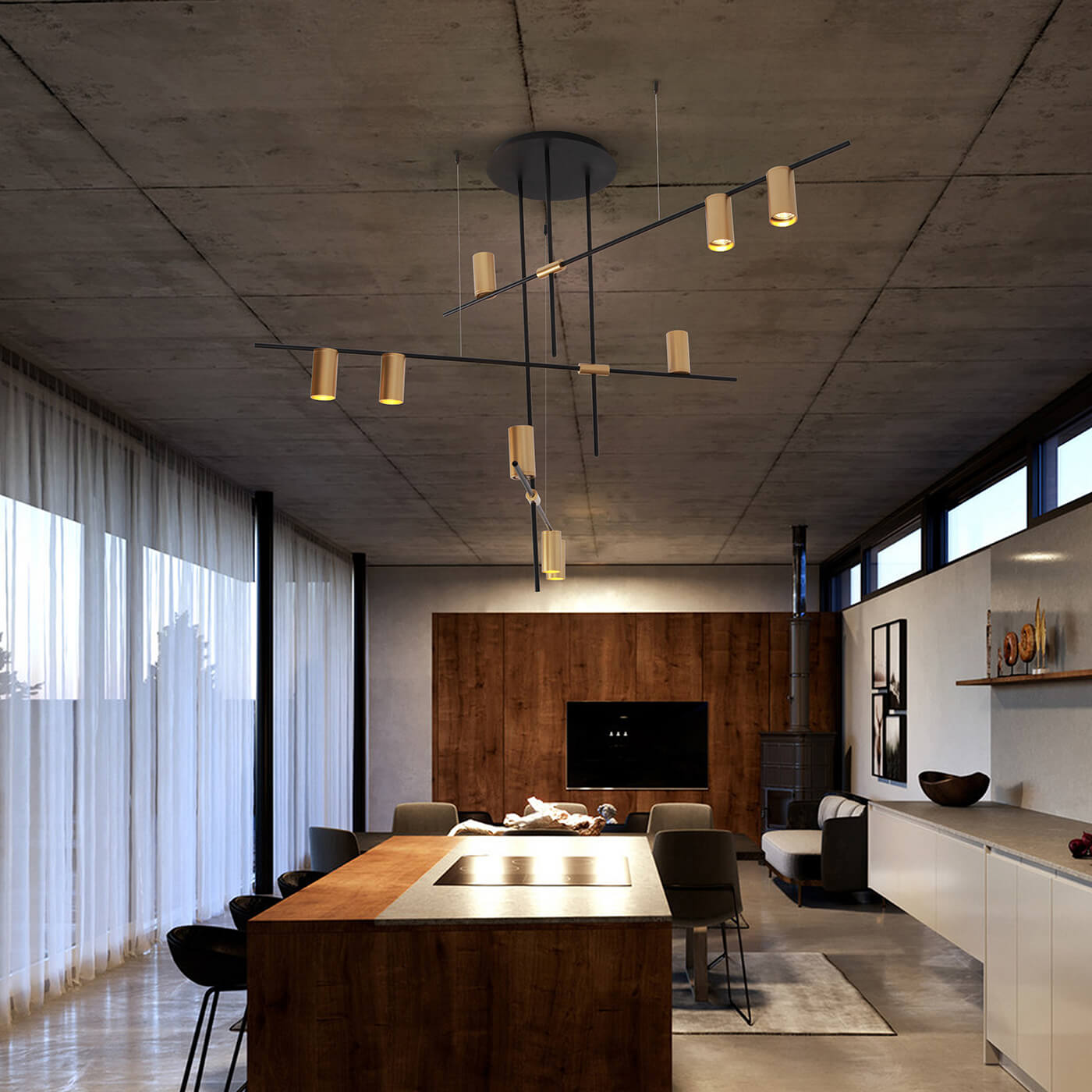 Cauti o Lampa suspendata ELMO S9 aurie - Design apartament modern, dormitor sau living, colectia corpuri de iluminat Domicilio?