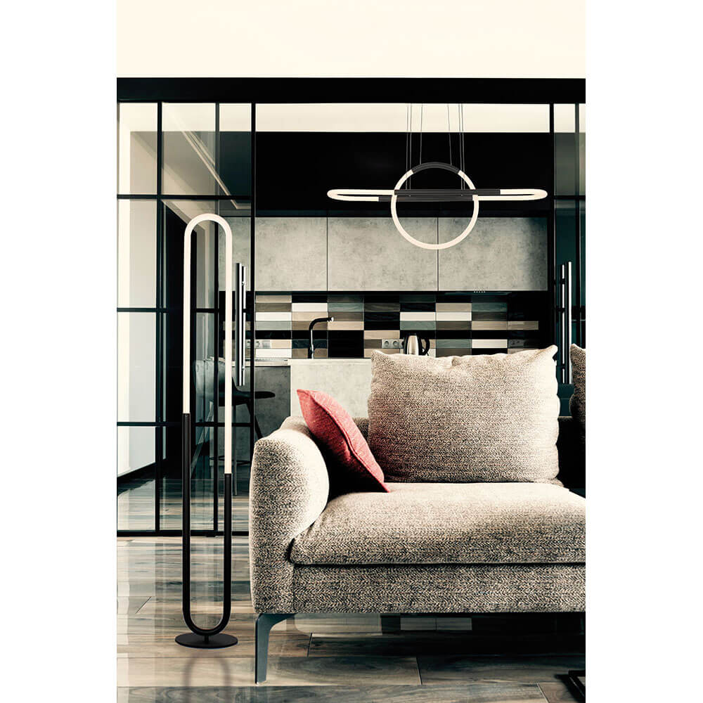 Cauti o lampa suspendata alb-neagra GIROTONDO S1L cu LED 20W, design modern, futurist?