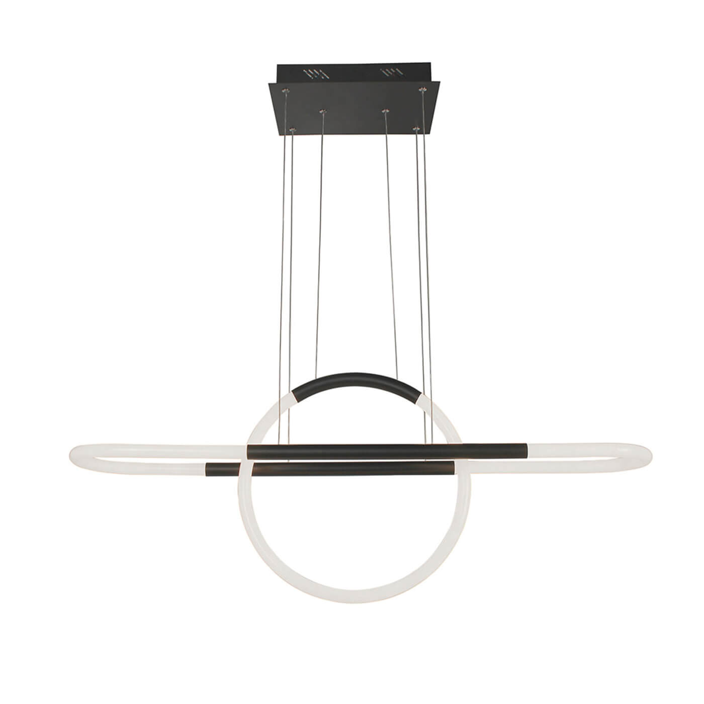 Cauti o lampa suspendata alb-neagra GIROTONDO S1L cu LED 20W, design modern, futurist, pentru living, dining sau dormitor din colectia de lustre si candelabre Domicilio?