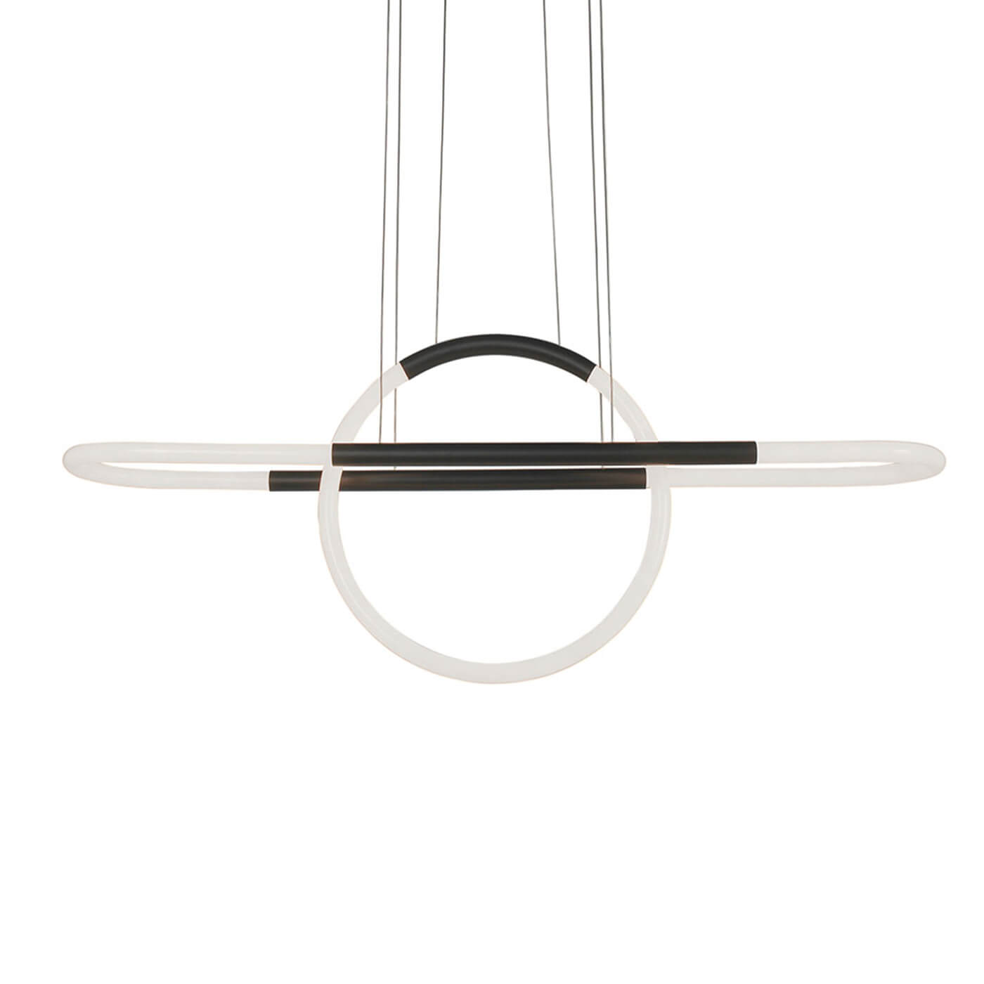 Cauti o lampa suspendata alb-neagra GIROTONDO S1L cu LED 20W, design modern, futurist, pentru living, dining sau dormitor din colectia de lustre si candelabre Domicilio?