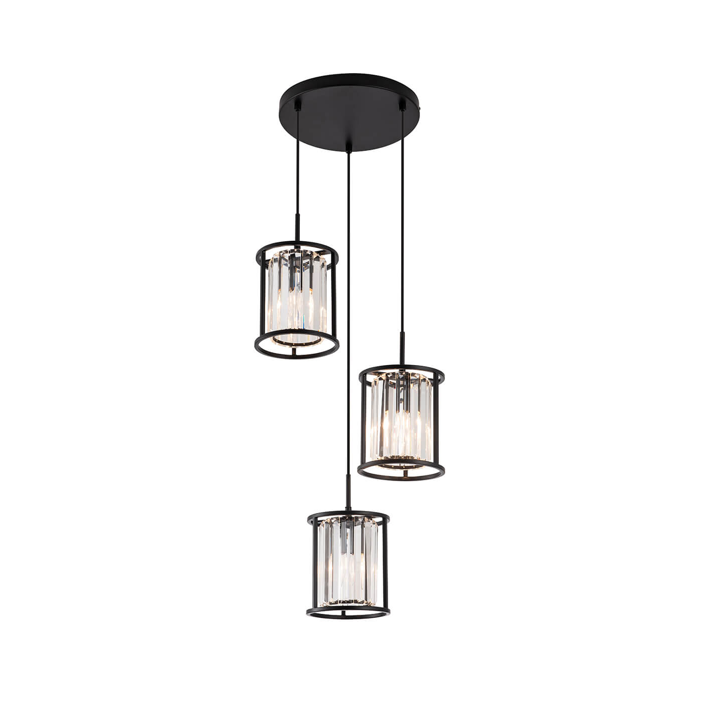 Cauti o lampa suspendata neagra RONDA S3S din sticla, design modern, elegant, pentru living, dining sau dormitor din colectia de lustre si candelabre Domicilio?